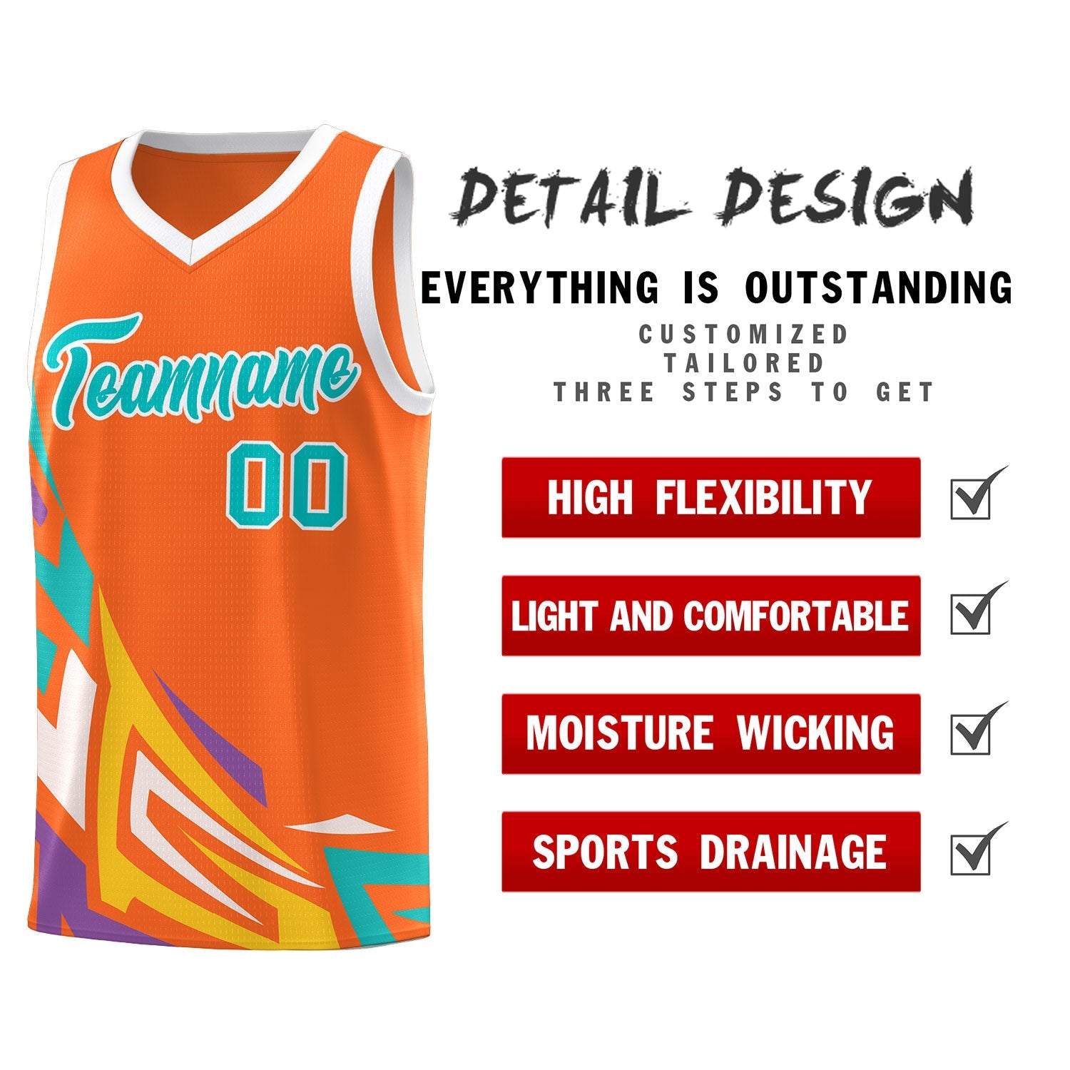 Custom Orange Gradient Graffiti Pattern Sports Uniform Basketball Jersey