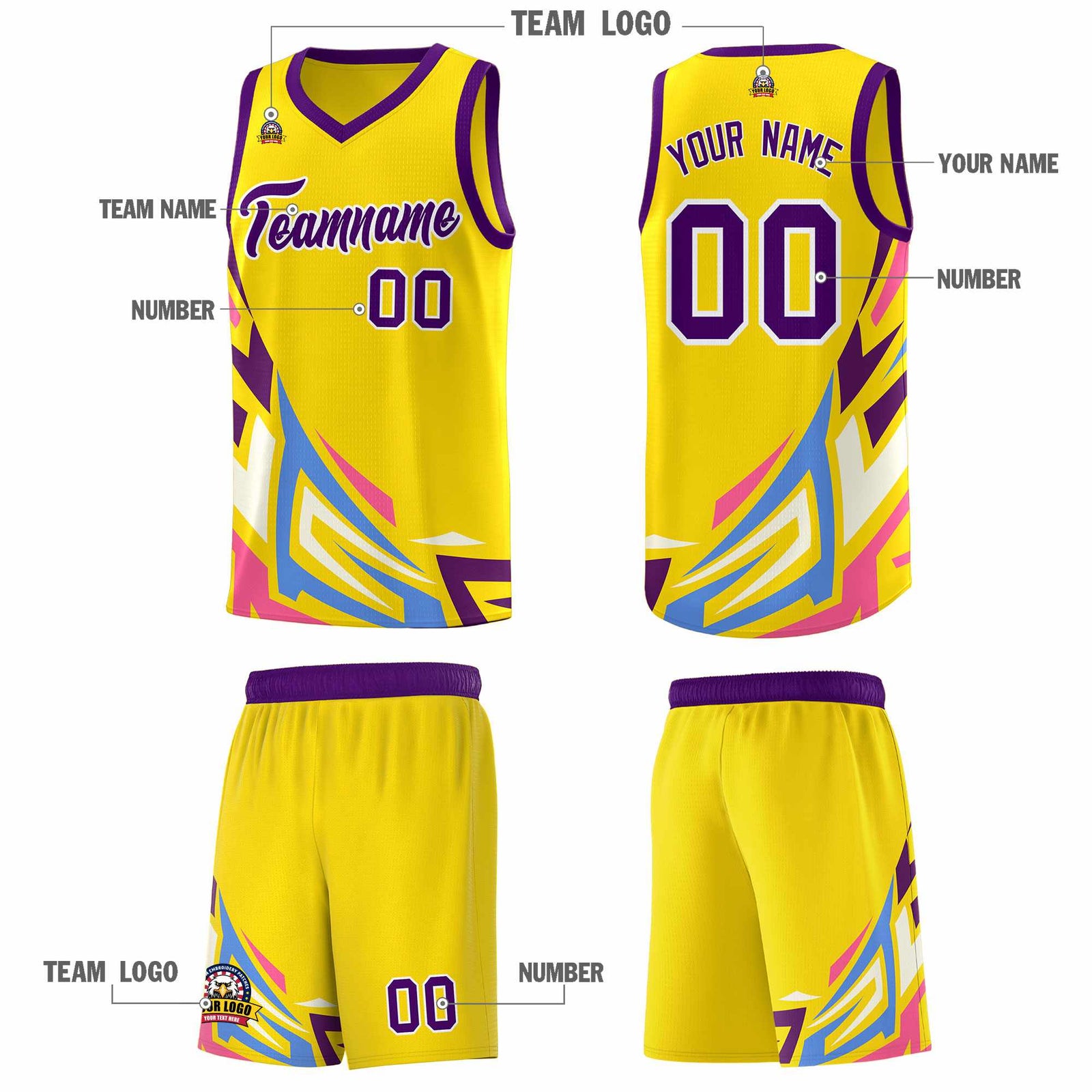 Custom Gold Gradient Graffiti Pattern Sports Uniform Basketball Jersey