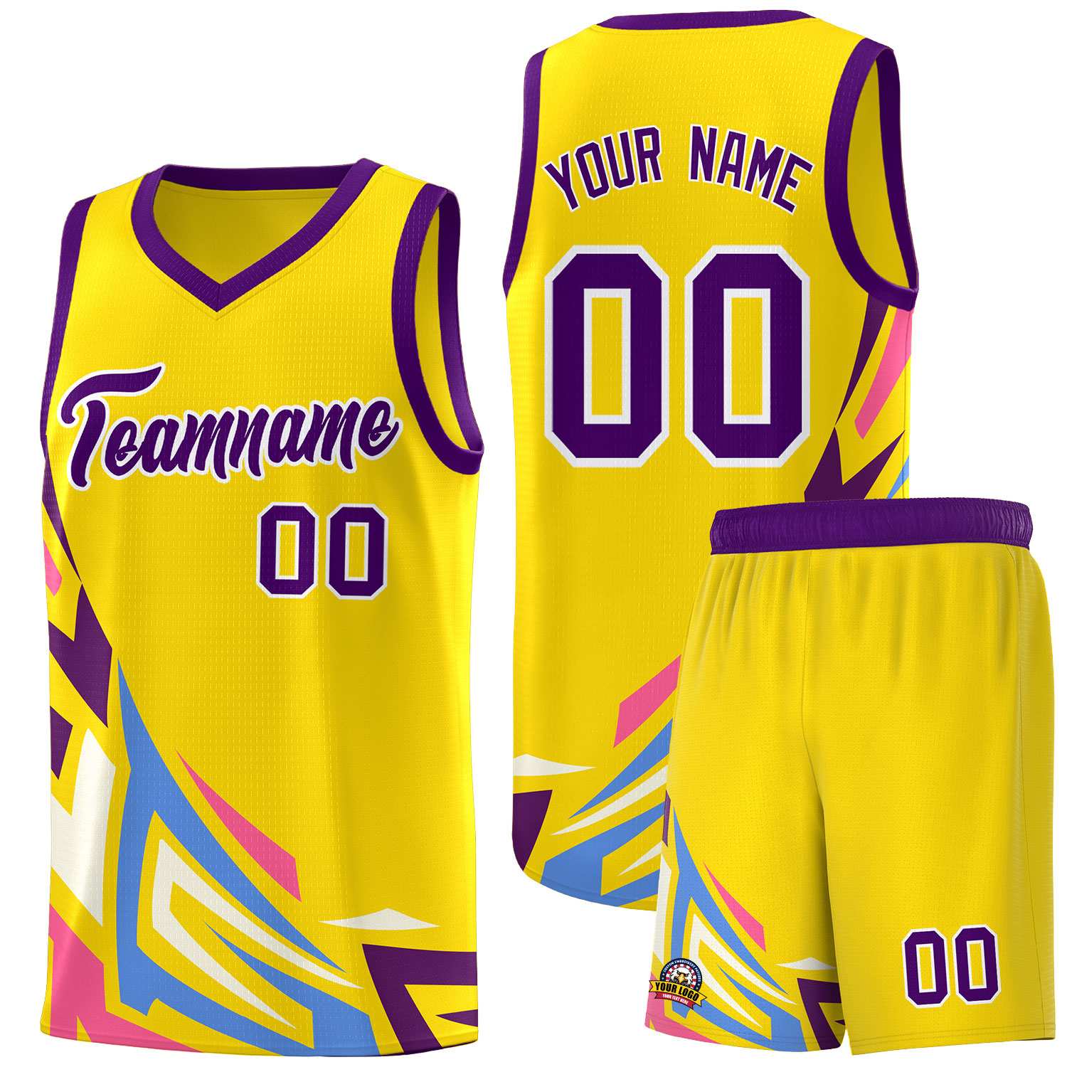 Custom Gold Gradient Graffiti Pattern Sports Uniform Basketball Jersey