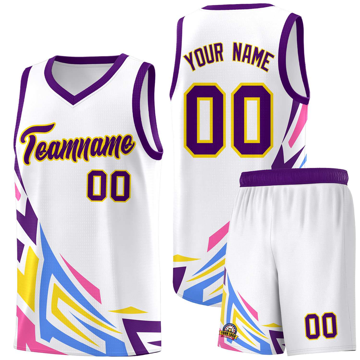 Custom White Gradient Graffiti Pattern Sports Uniform Basketball Jersey