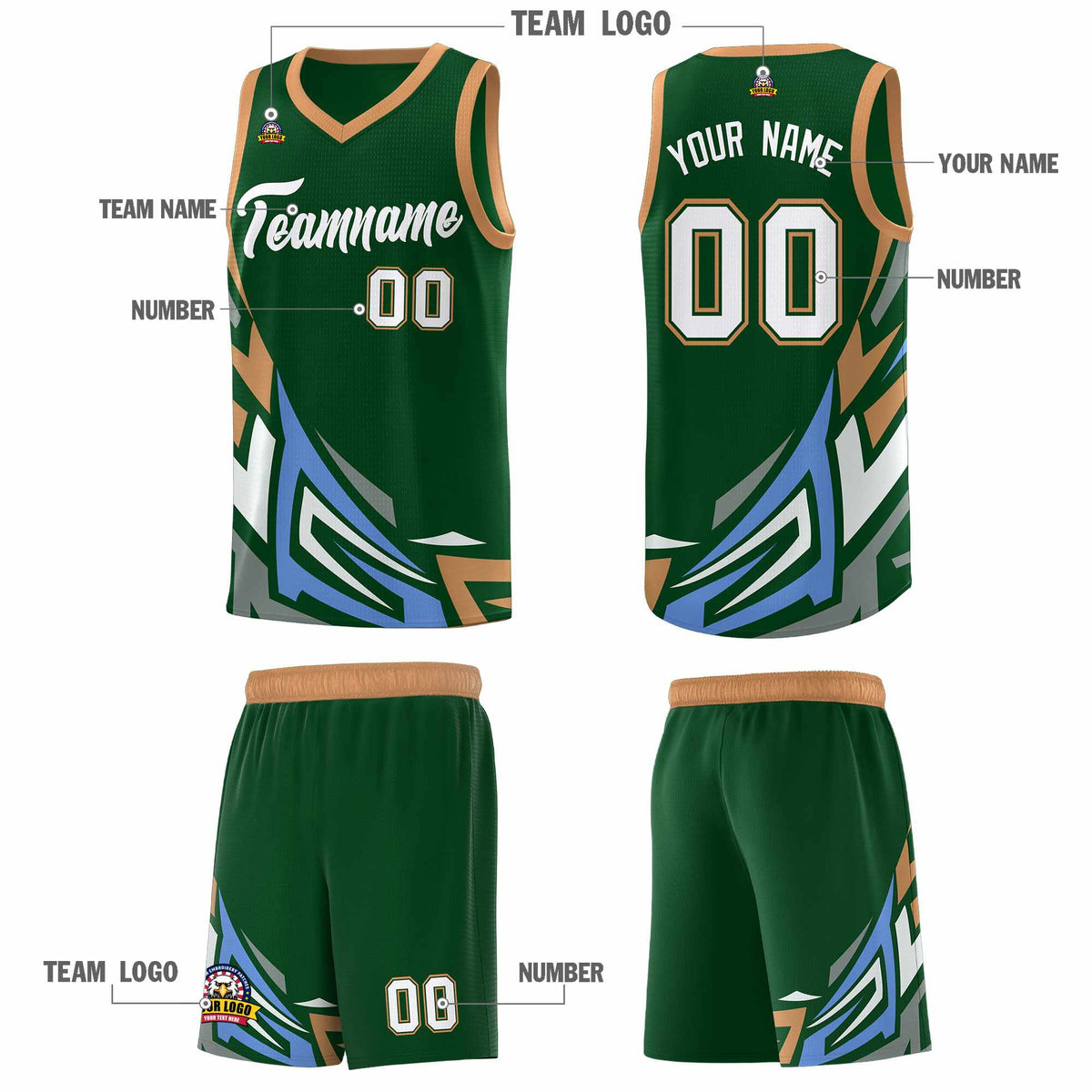Custom Green Gradient Graffiti Pattern Sports Uniform Basketball Jersey
