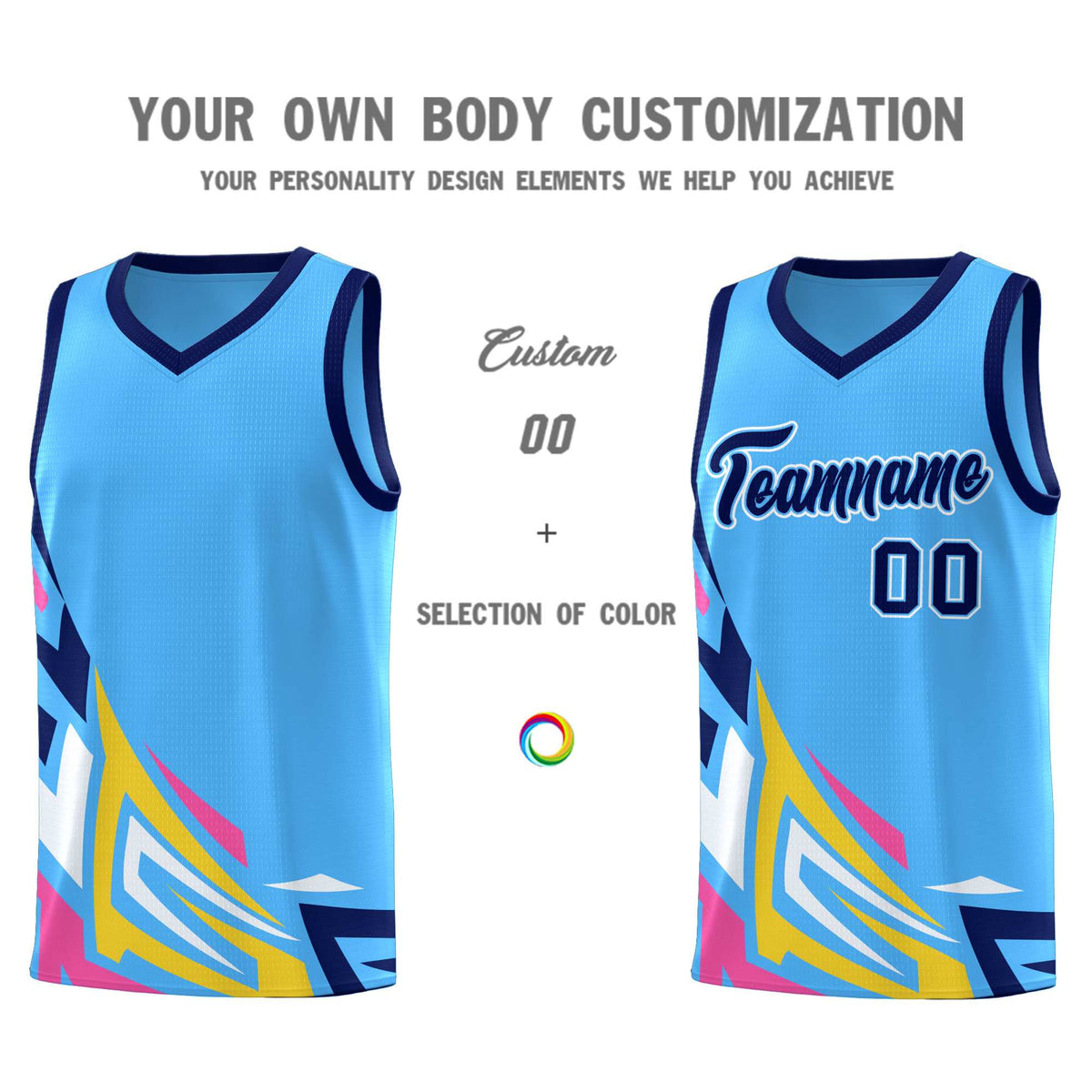 Custom Powder Blue Gradient Graffiti Pattern Sports Uniform Basketball Jersey