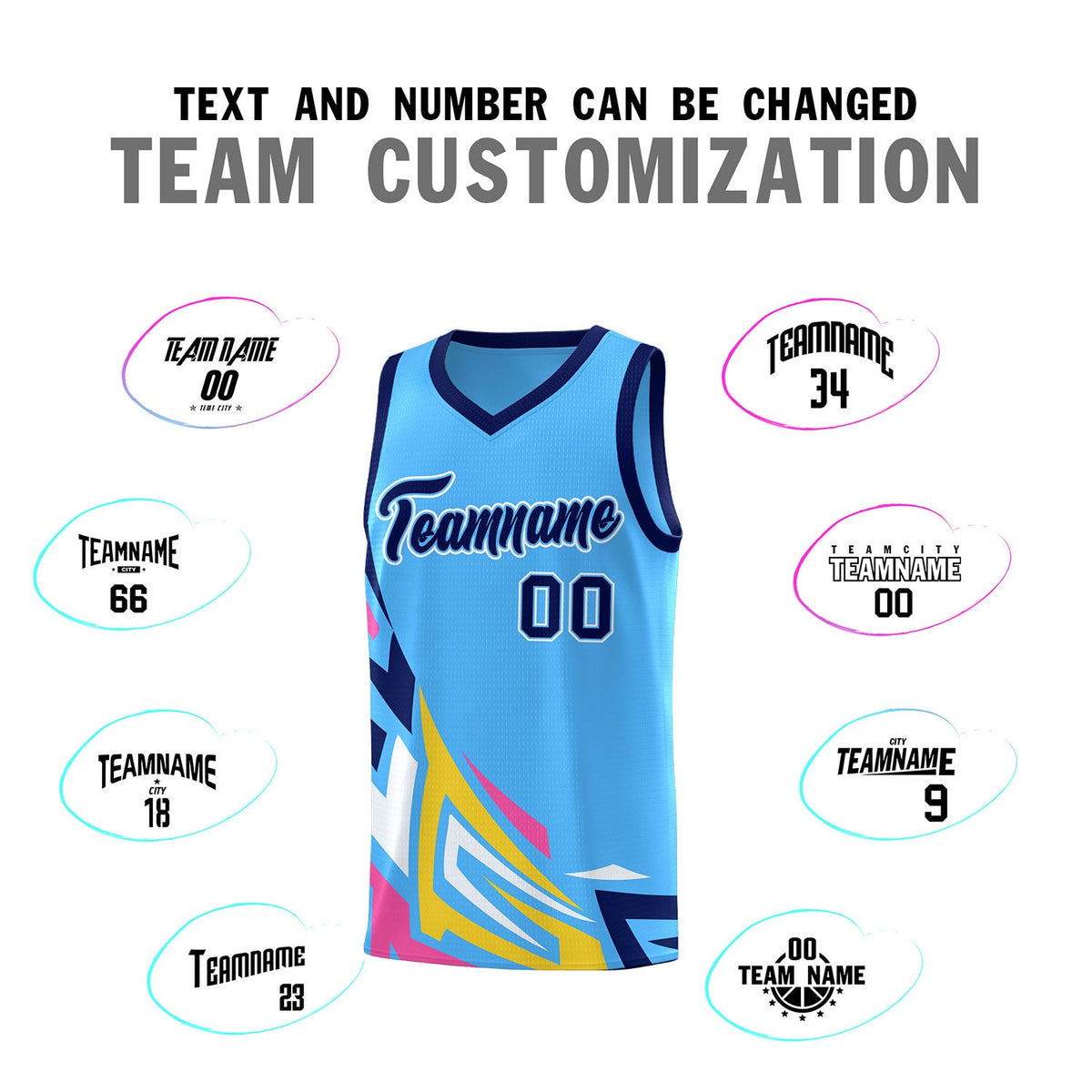 Custom Powder Blue Gradient Graffiti Pattern Sports Uniform Basketball Jersey
