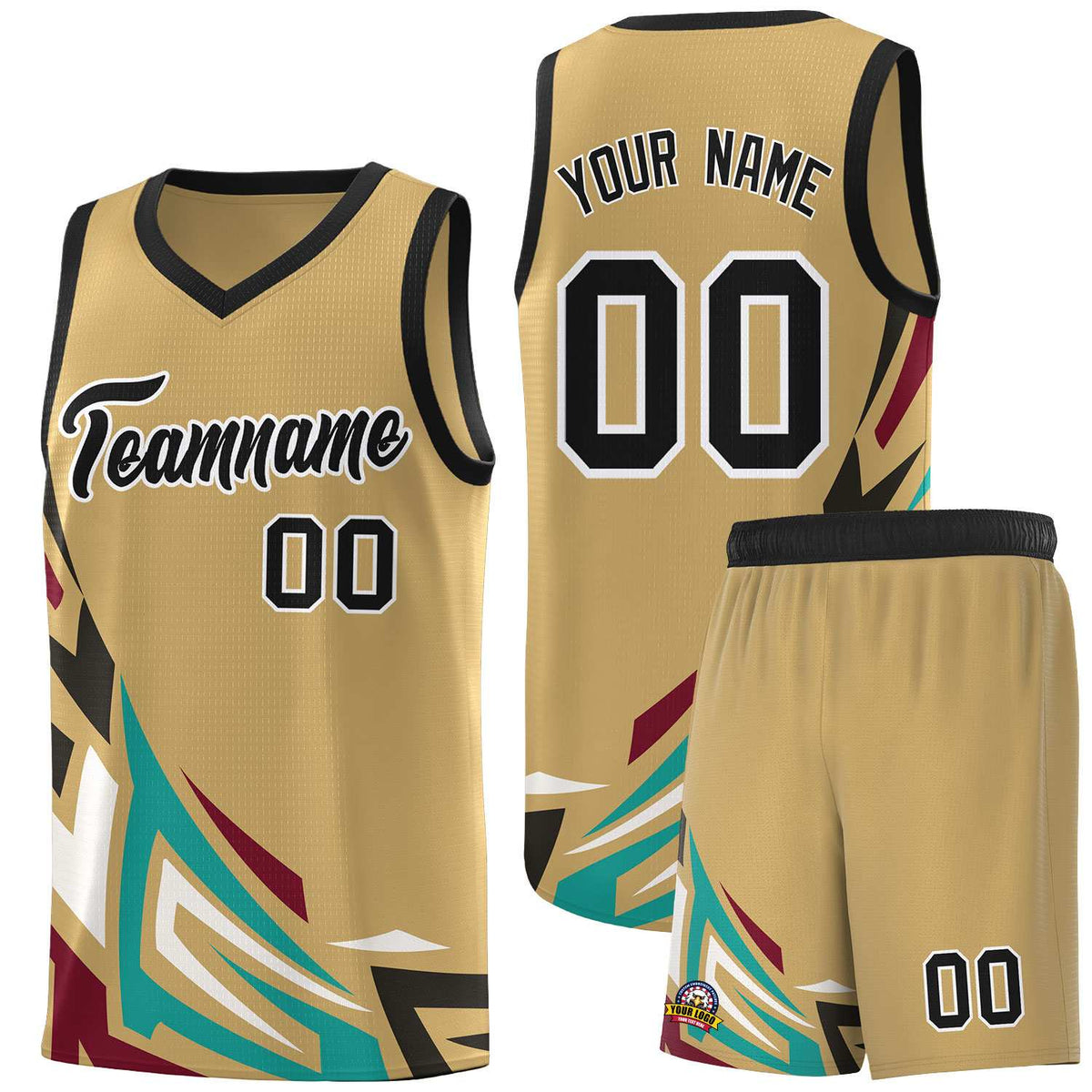 Custom Old Gold Gradient Graffiti Pattern Sports Uniform Basketball Jersey