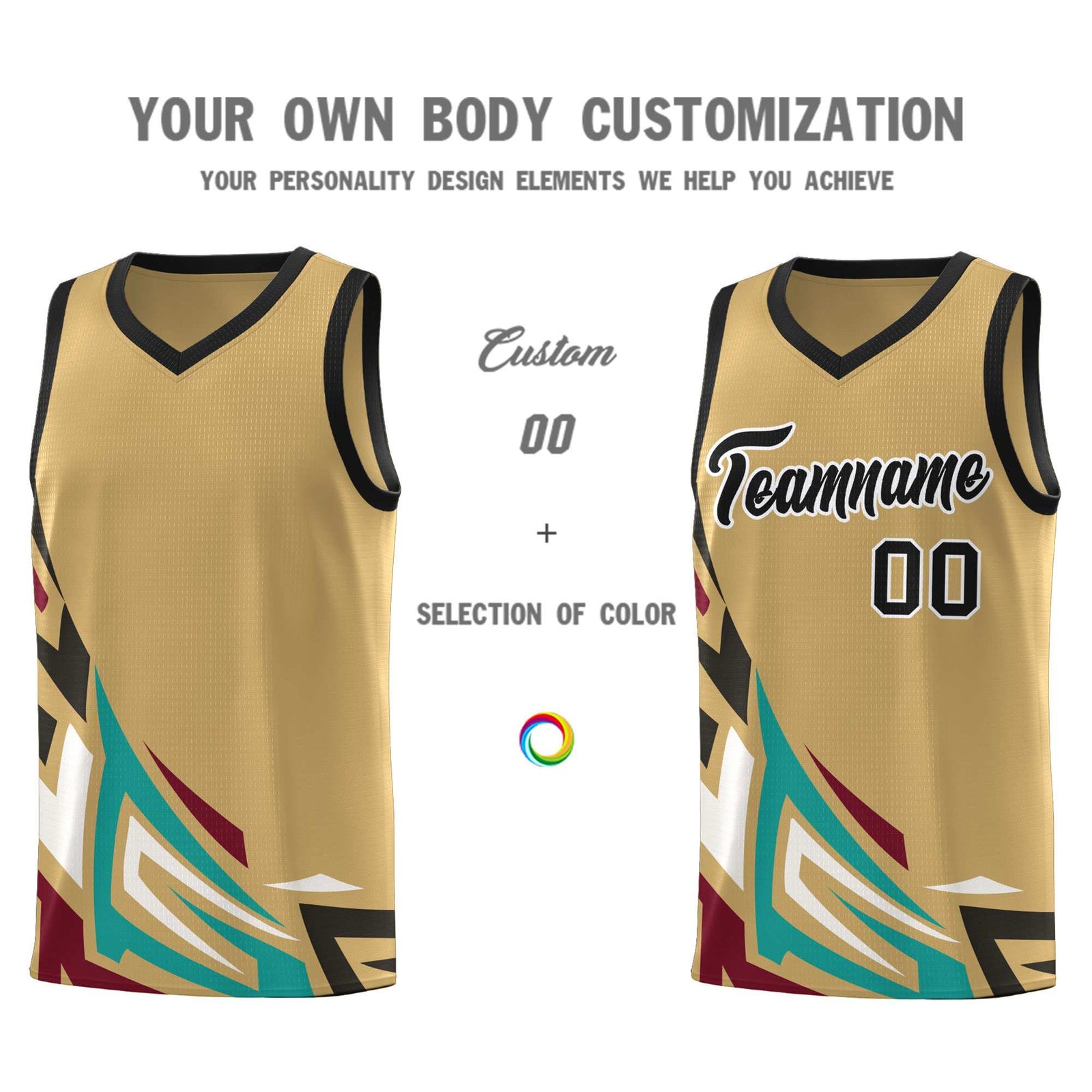 Custom Old Gold Gradient Graffiti Pattern Sports Uniform Basketball Jersey