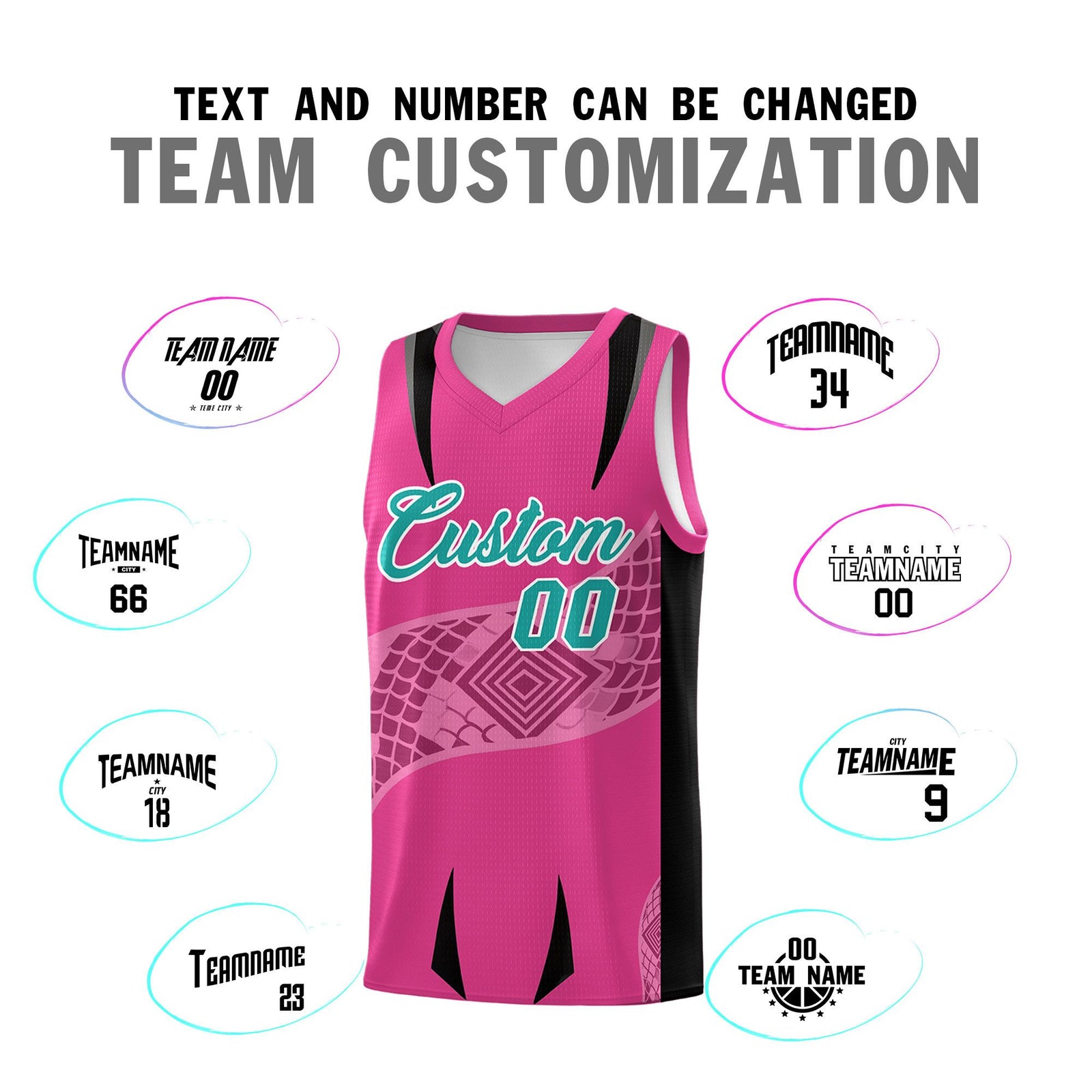 Custom Rose Red Black Snake Scale Venomous Fang for Team Graffiti Pattern Basketball Suit Jersey