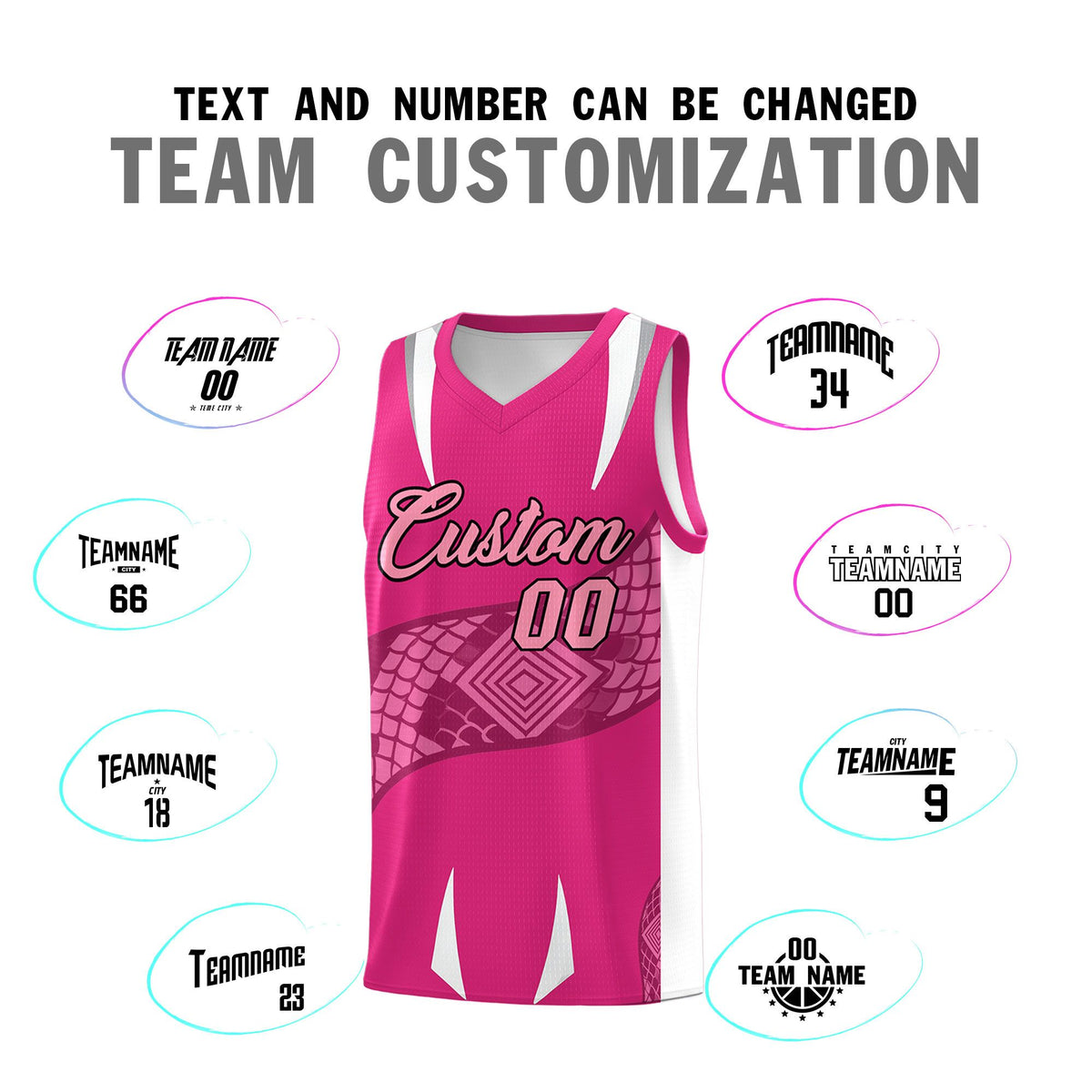 Custom Rose Red White Snake Scale Venomous Fang Breathable Graffiti Pattern Basketball Suit Jersey
