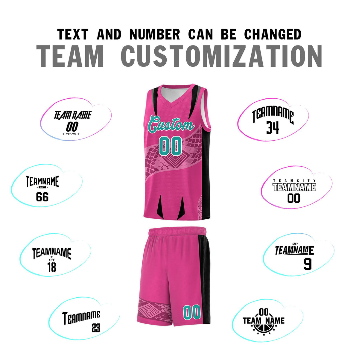 Custom Rose Red Black Snake Scale Venomous Fang for Team Graffiti Pattern Basketball Suit Jersey