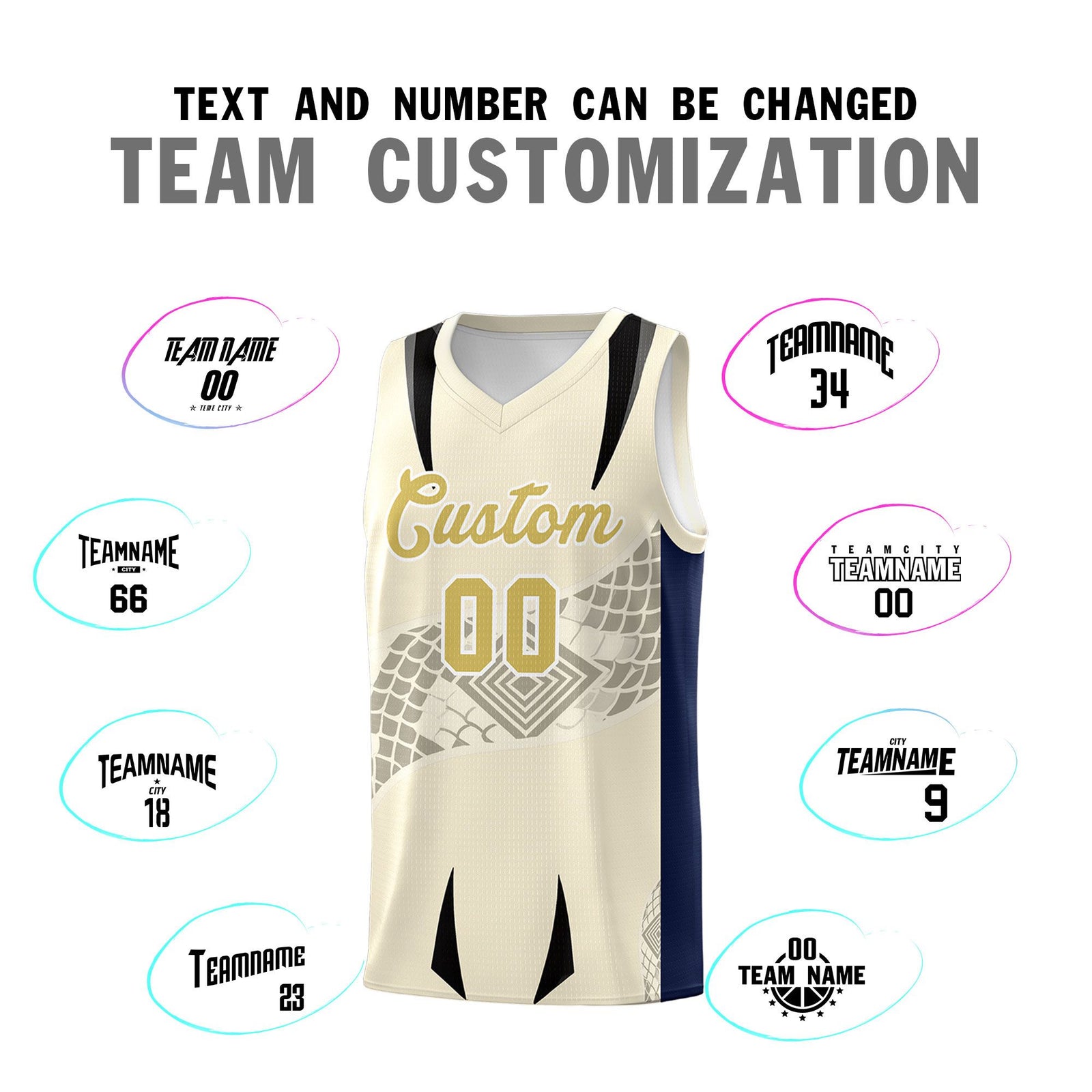Custom Light Khaki Navy Snake Scale Venomous Fang for Leagues Graffiti Pattern Basketball Suit Jersey