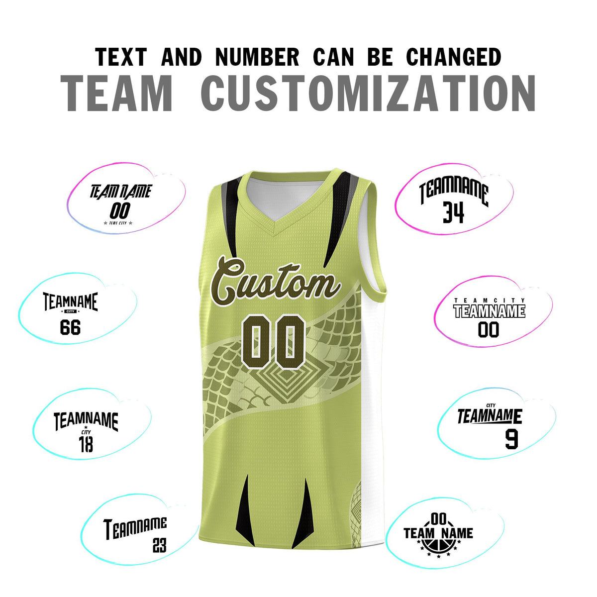 Custom Champagne White Snake Scale Venomous Fang for Clubs Graffiti Pattern Basketball Suit Jersey