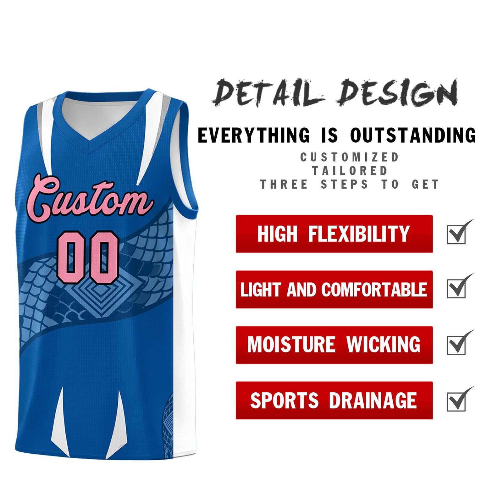 Custom Royal White Snake Scale Venomous Fang Lightweight Graffiti Pattern Basketball Suit Jersey