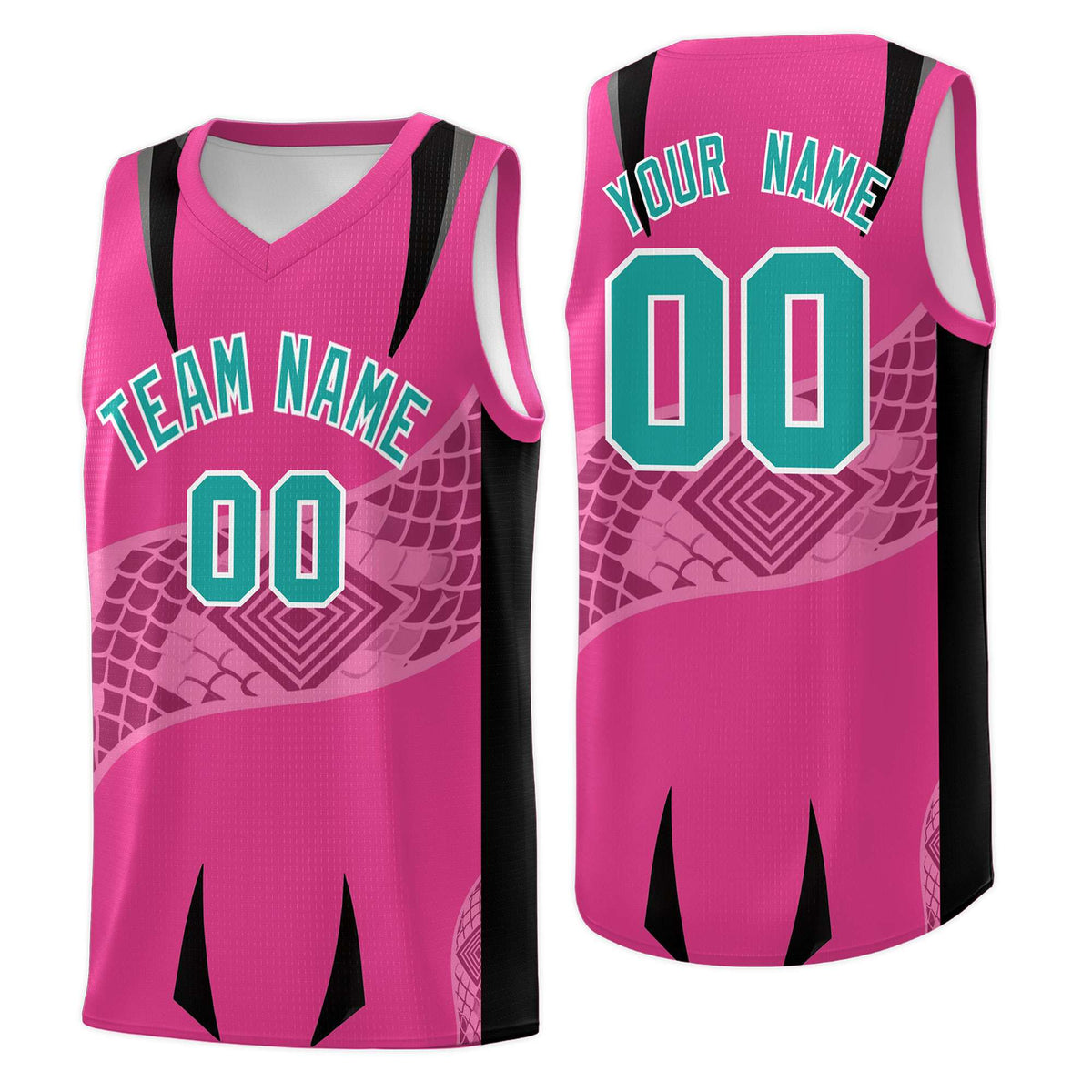 Custom Rose Red Black Snake Scale Venomous Fang for Team Graffiti Pattern Basketball Suit Jersey