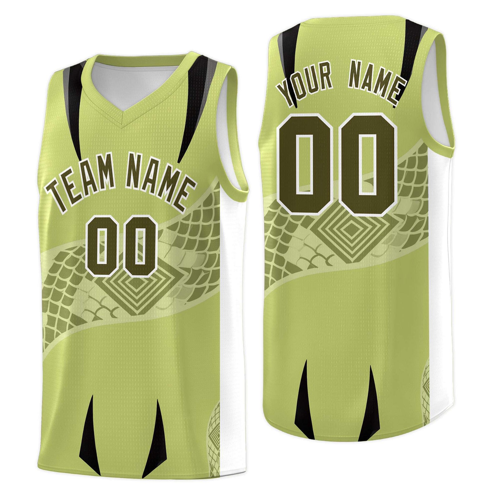 Custom Champagne White Snake Scale Venomous Fang for Clubs Graffiti Pattern Basketball Suit Jersey
