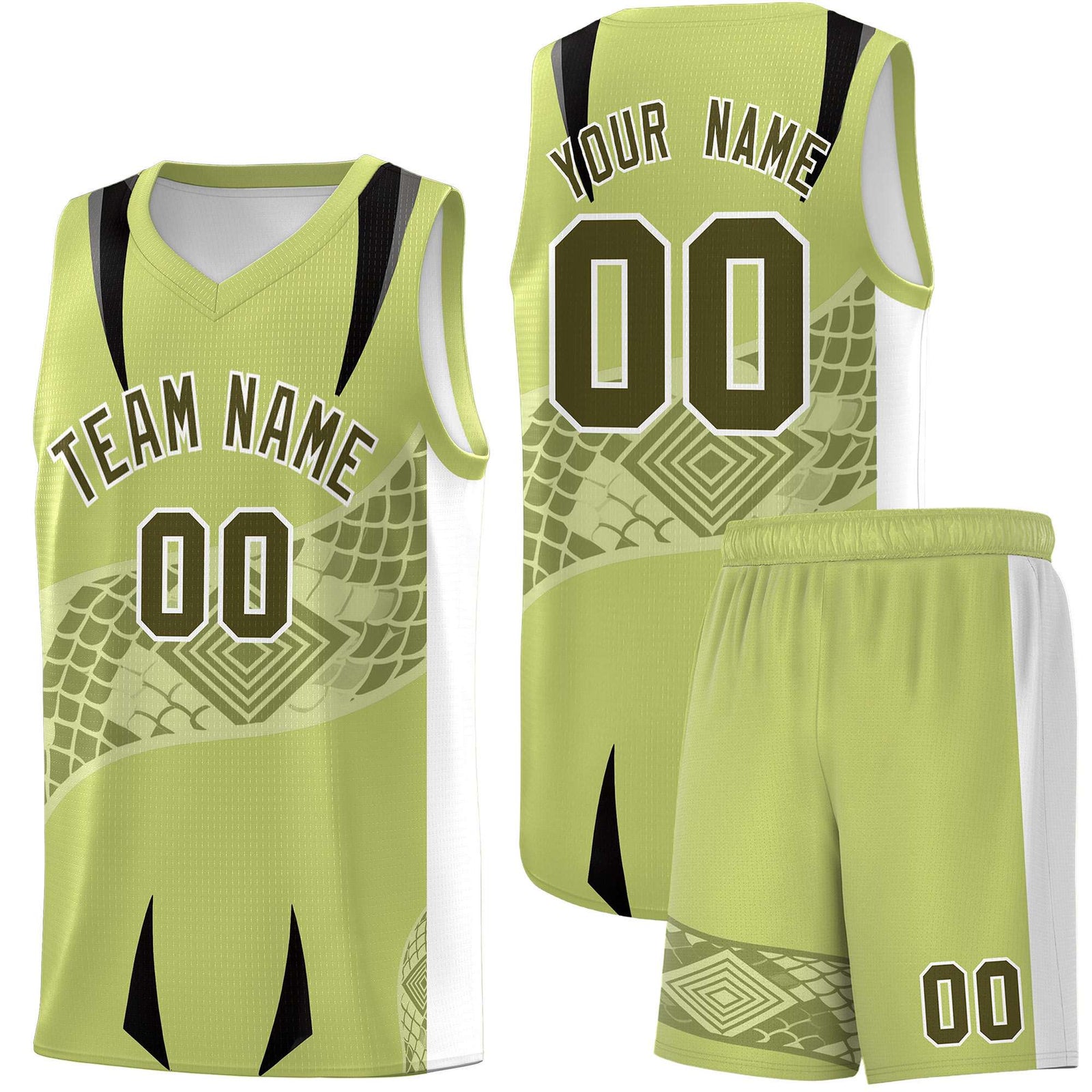 Custom Champagne White Snake Scale Venomous Fang for Clubs Graffiti Pattern Basketball Suit Jersey