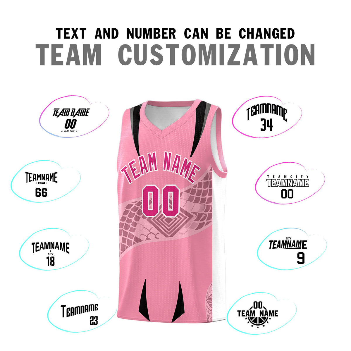 Custom Light Pink White Snake Scale Venomous Fang for Clubs Graffiti Pattern Basketball Suit Jersey
