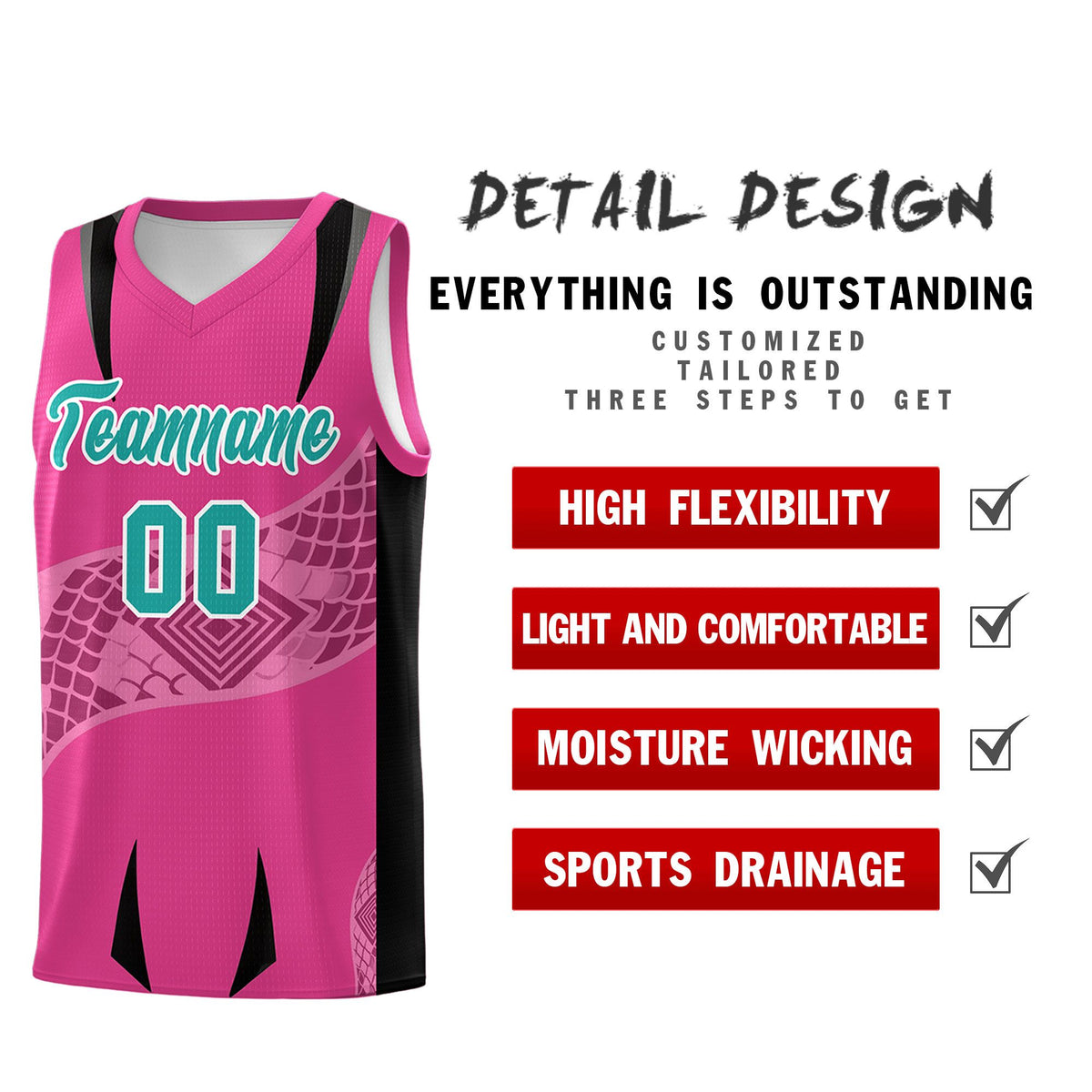 Custom Rose Red Black Snake Scale Venomous Fang for Team Graffiti Pattern Basketball Suit Jersey