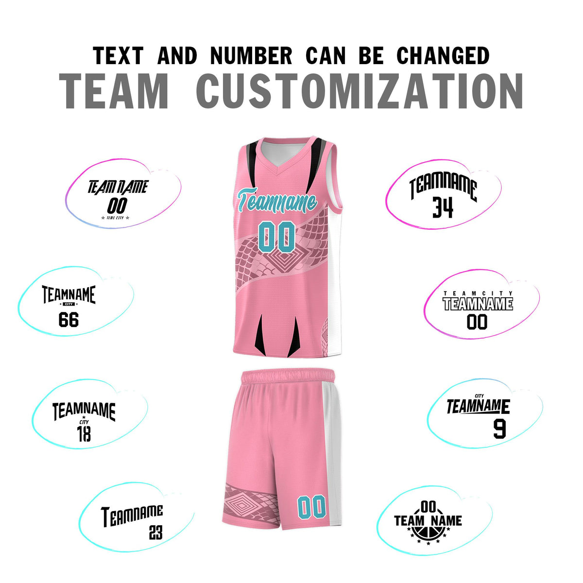 Custom Light Pink White Snake Scale Venomous Fang for Leagues Graffiti Pattern Basketball Suit Jersey
