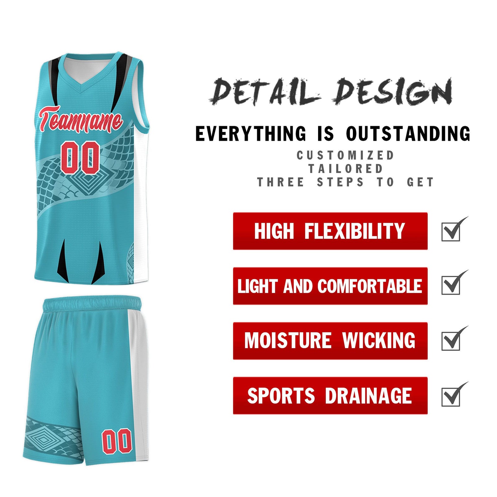 Custom Sky Blue White Snake Scale Venomous Fang for Team Graffiti Pattern Basketball Suit Jersey