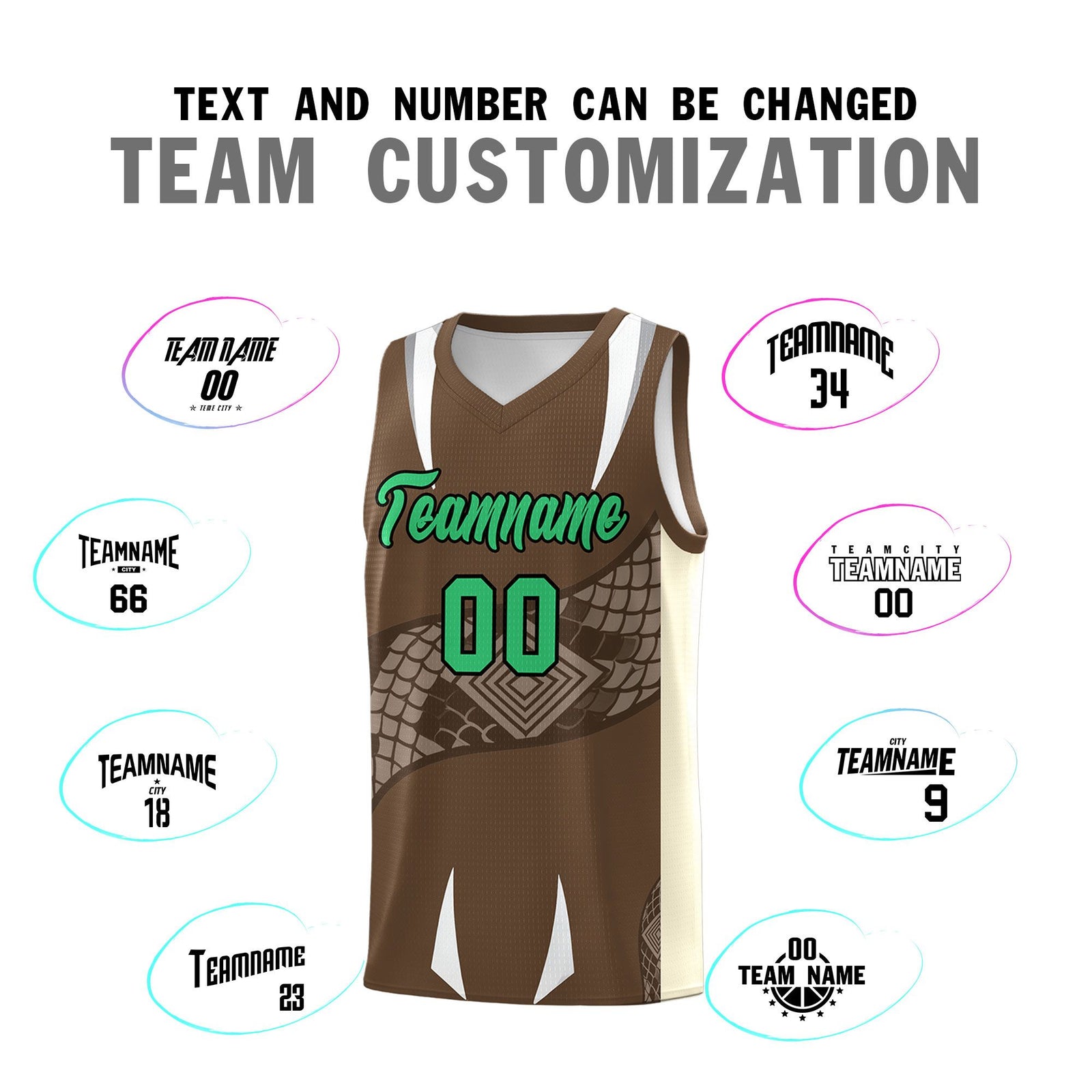 Custom Light Brown Light Khaki Snake Scale Venomous Fang Breathable Graffiti Pattern Basketball Suit Jersey