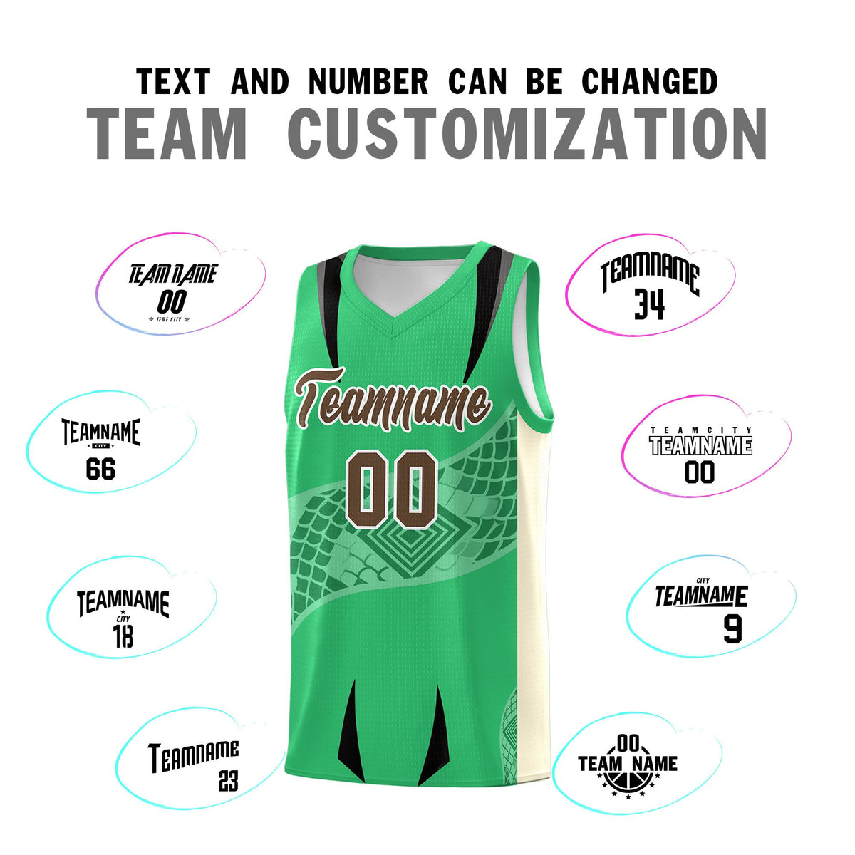 Custom Green Light Khaki Snake Scale Venomous Fang for Clubs Graffiti Pattern Basketball Suit Jersey