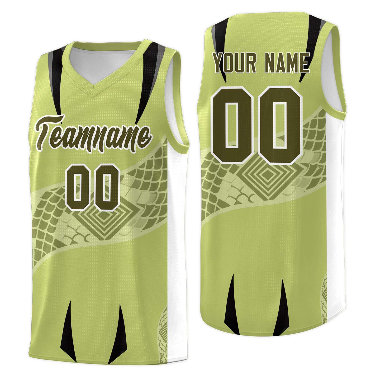 Custom Champagne White Snake Scale Venomous Fang for Clubs Graffiti Pattern Basketball Suit Jersey