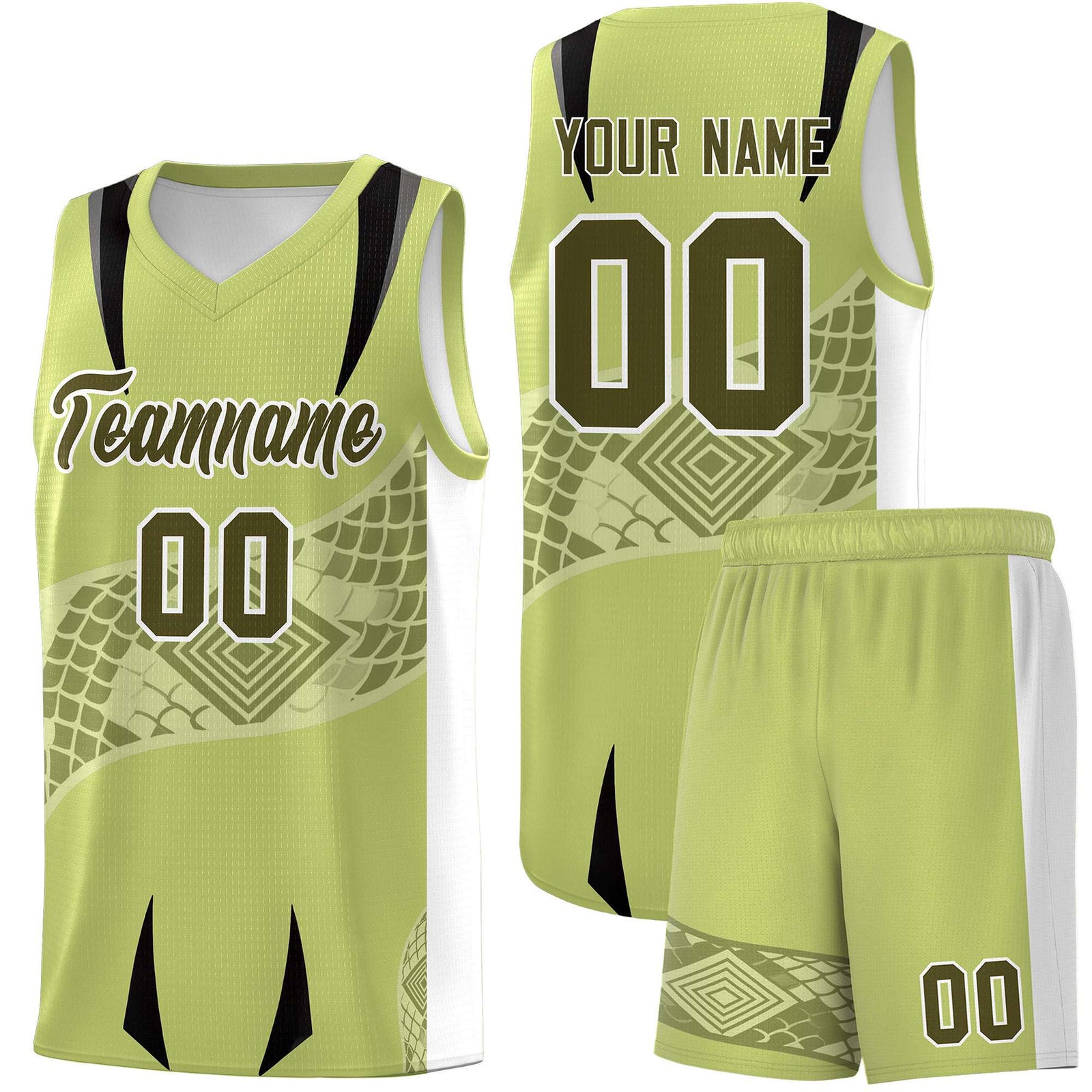 Custom Champagne White Snake Scale Venomous Fang for Clubs Graffiti Pattern Basketball Suit Jersey