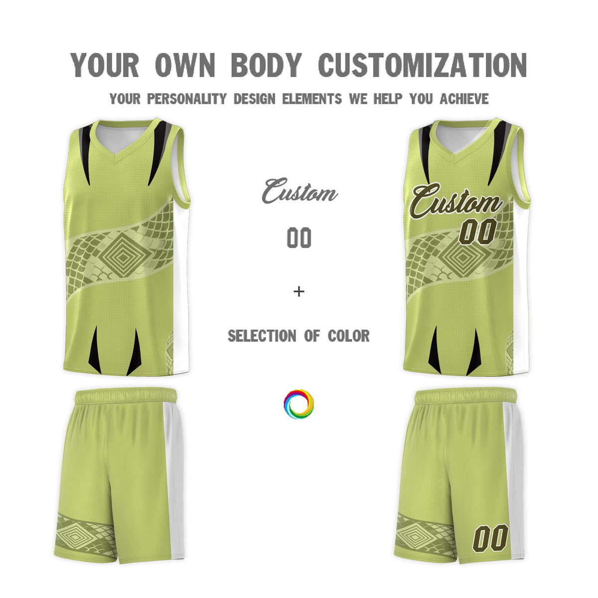 Custom Champagne White Snake Scale Venomous Fang for Clubs Graffiti Pattern Basketball Suit Jersey