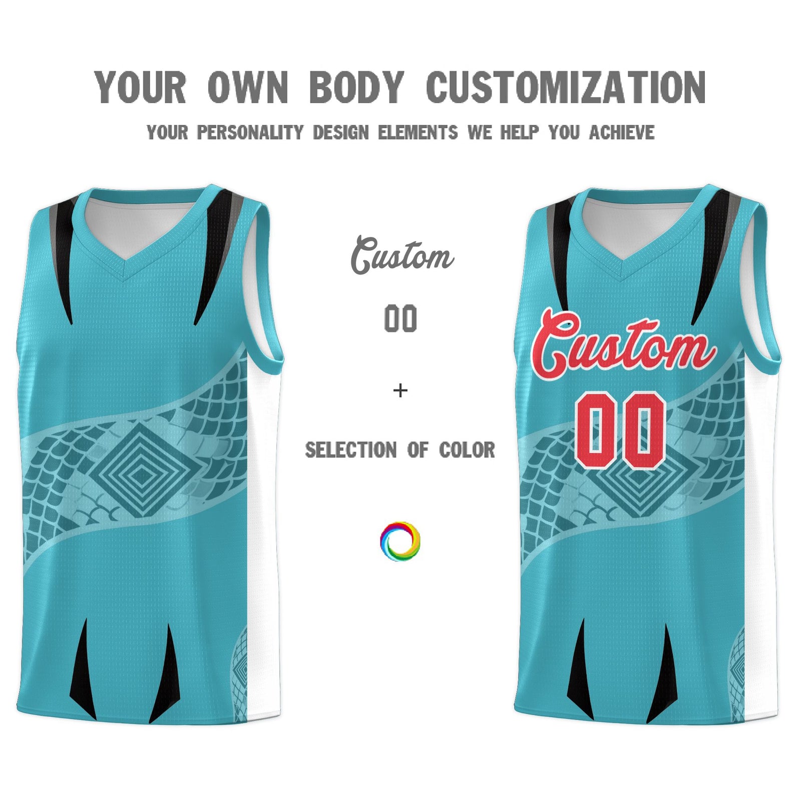 Custom Sky Blue White Snake Scale Venomous Fang for Team Graffiti Pattern Basketball Suit Jersey