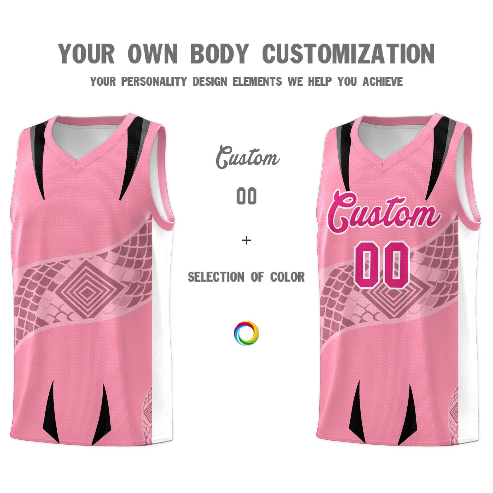 Custom Light Pink White Snake Scale Venomous Fang for Clubs Graffiti Pattern Basketball Suit Jersey