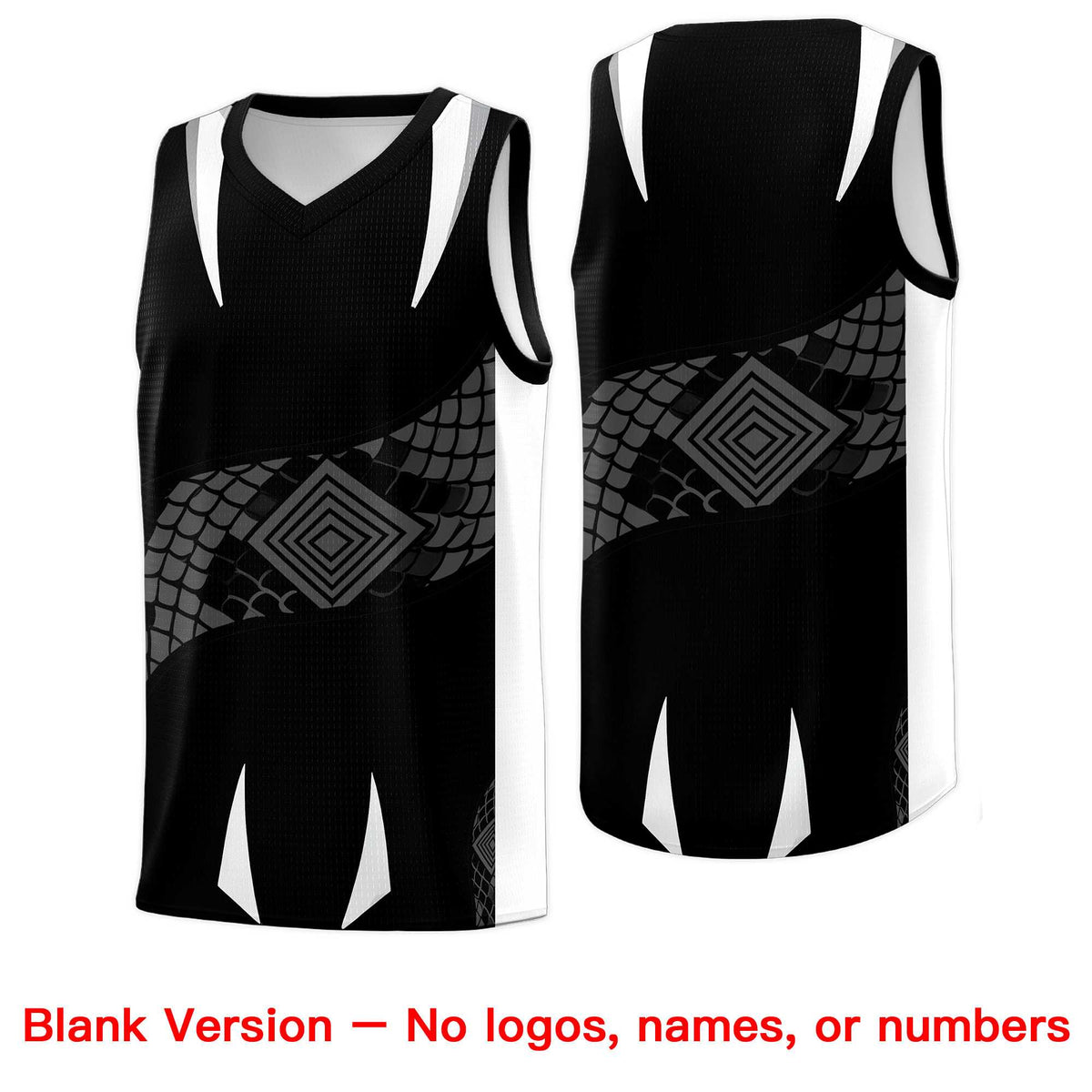 Custom White Black Snake Scale Venomous Fang for Leagues Graffiti Pattern Basketball Suit Jersey
