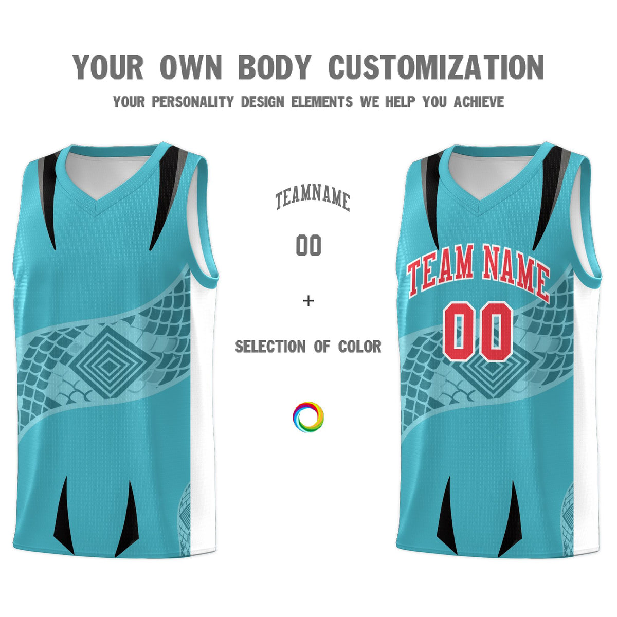 Custom Sky Blue White Snake Scale Venomous Fang for Team Graffiti Pattern Basketball Suit Jersey