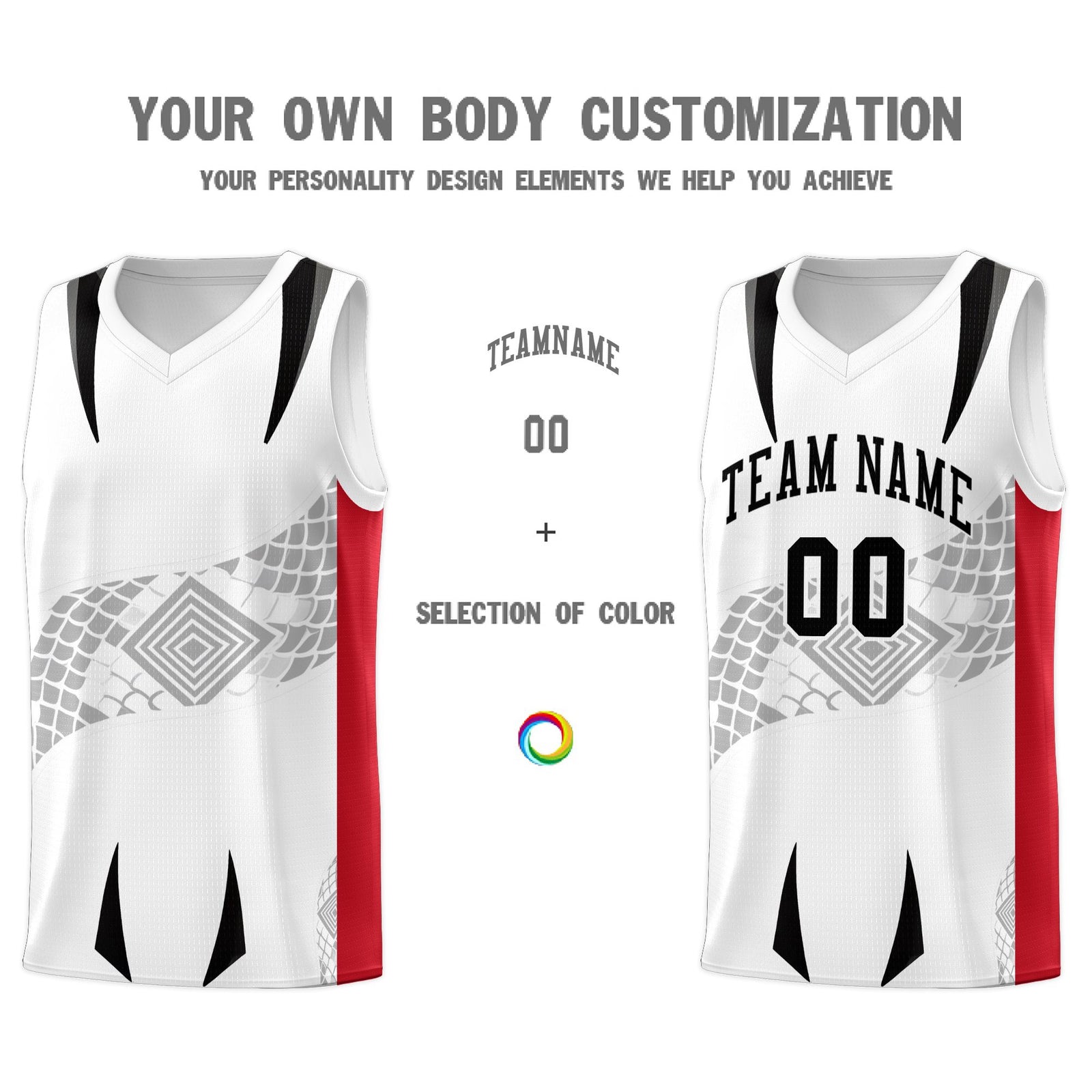 Custom White Red Snake Scale Venomous Fang for Clubs Graffiti Pattern Basketball Suit Jersey