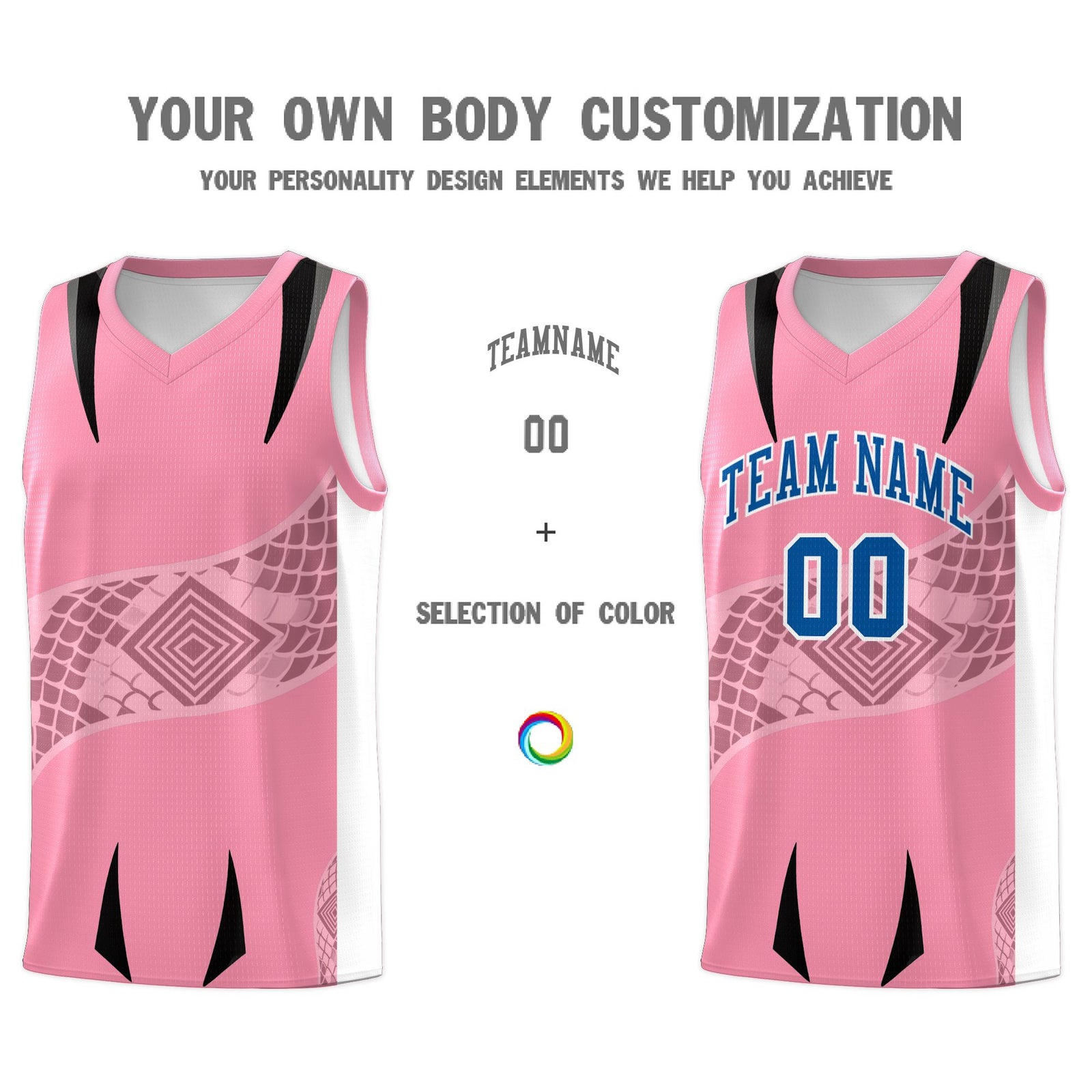 Custom Light Pink White Snake Scale Venomous Fang for Team Graffiti Pattern Basketball Suit Jersey