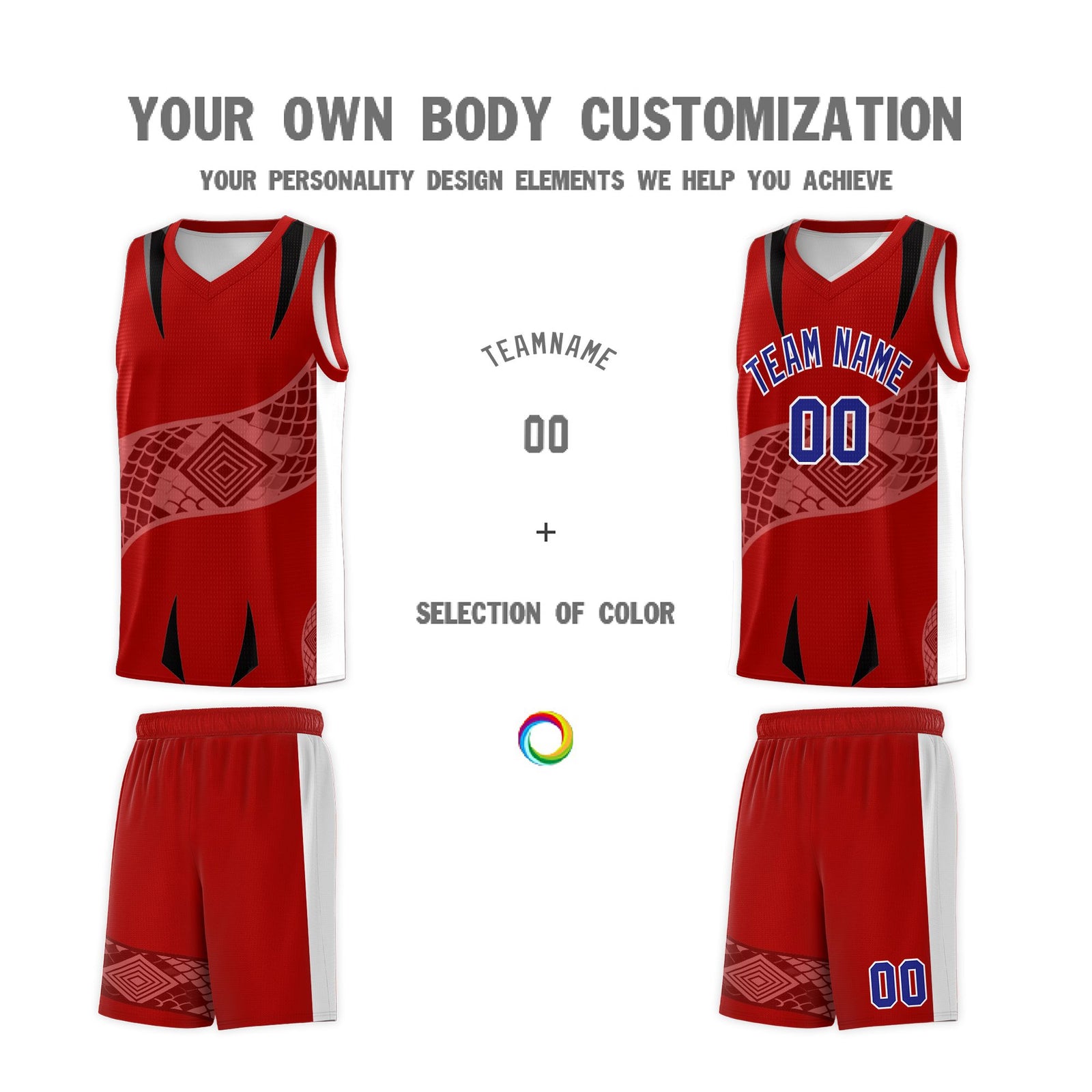 Custom Red White Snake Scale Venomous Fang for Leagues Graffiti Pattern Basketball Suit Jersey
