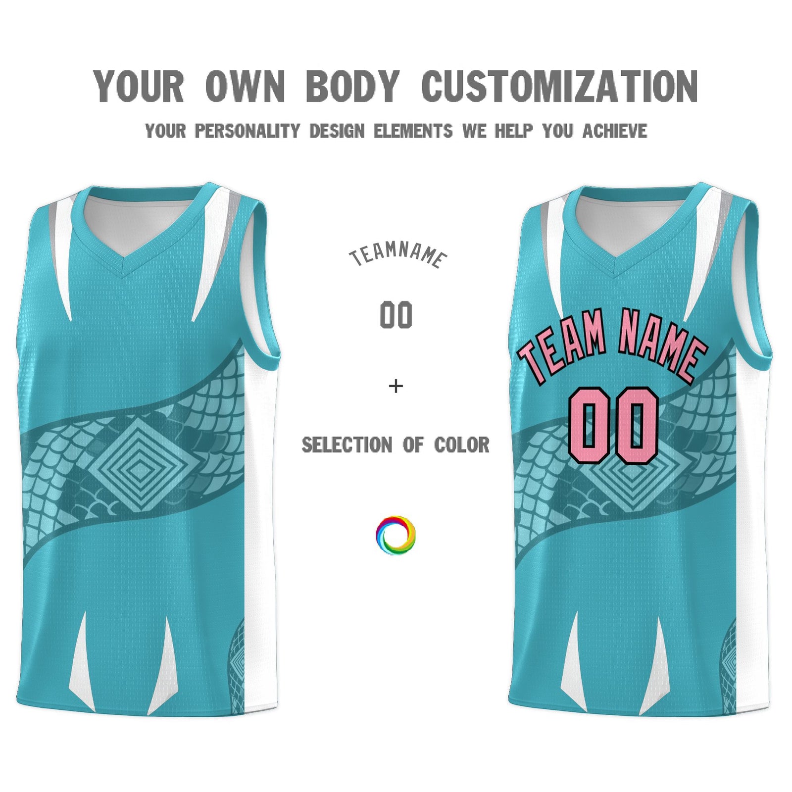 Custom Sky Blue White Snake Scale Venomous Fang Drapable Graffiti Pattern Basketball Suit Jersey