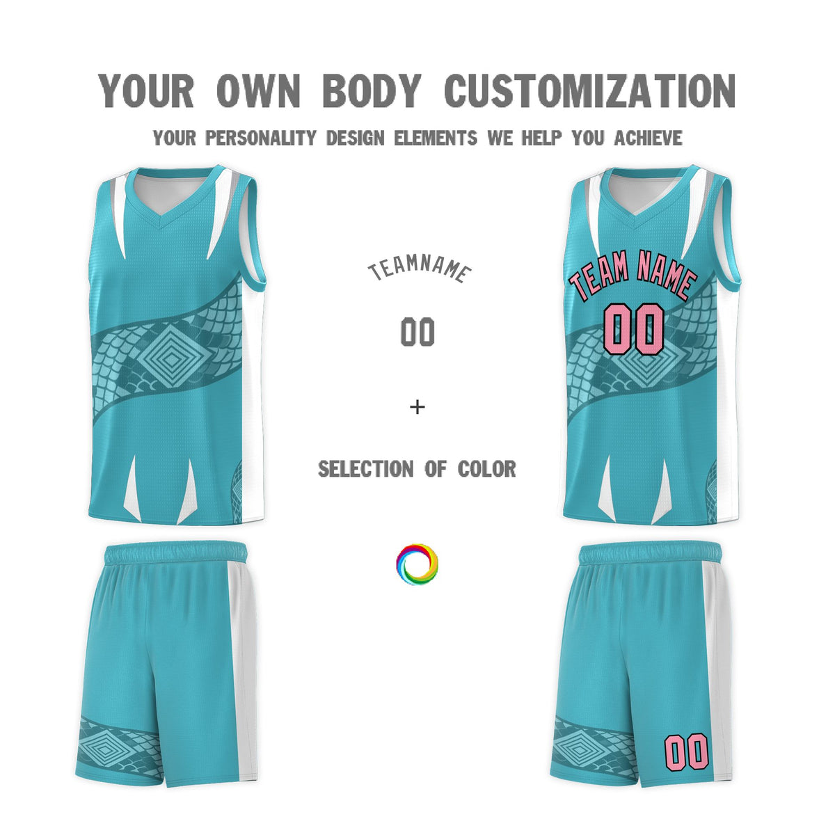 Custom Sky Blue White Snake Scale Venomous Fang Drapable Graffiti Pattern Basketball Suit Jersey