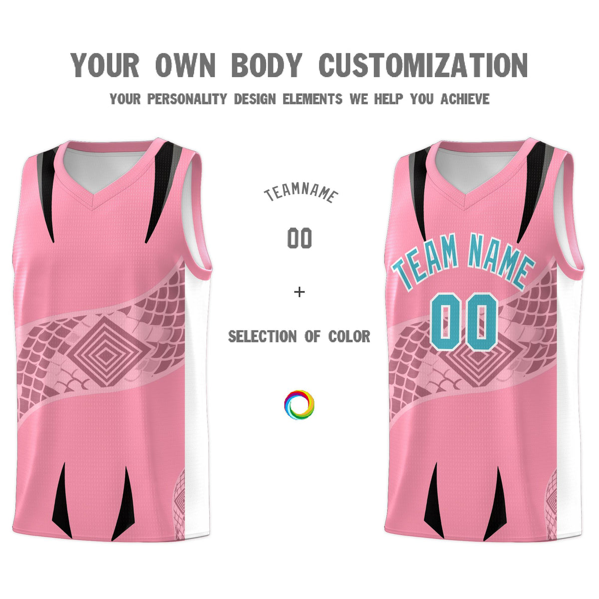 Custom Light Pink White Snake Scale Venomous Fang for Leagues Graffiti Pattern Basketball Suit Jersey