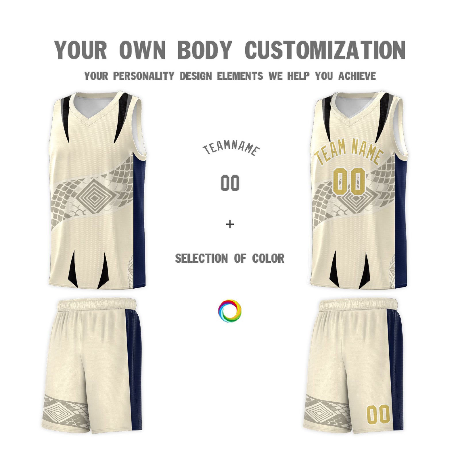 Custom Light Khaki Navy Snake Scale Venomous Fang for Leagues Graffiti Pattern Basketball Suit Jersey