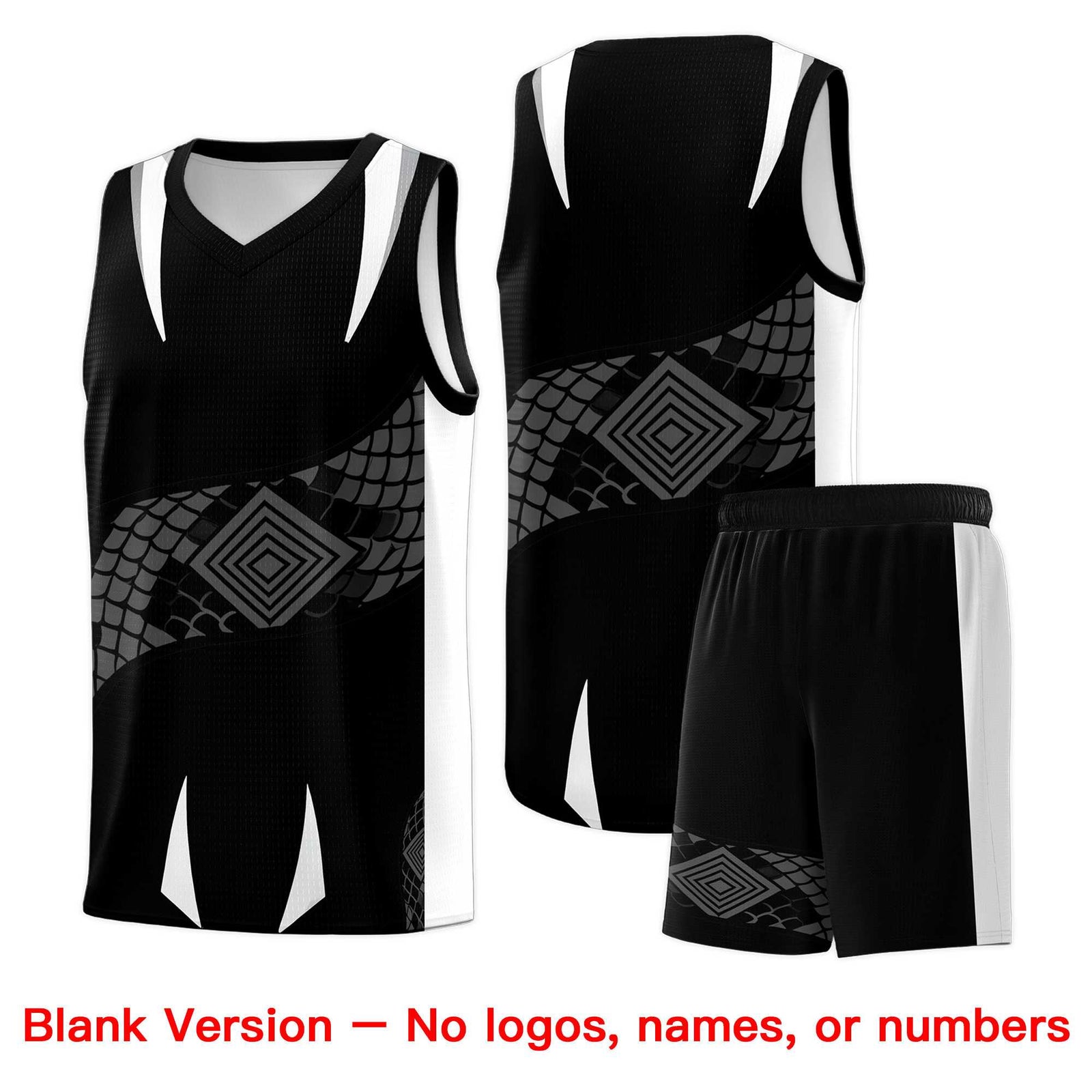 Custom White Black Snake Scale Venomous Fang for Leagues Graffiti Pattern Basketball Suit Jersey
