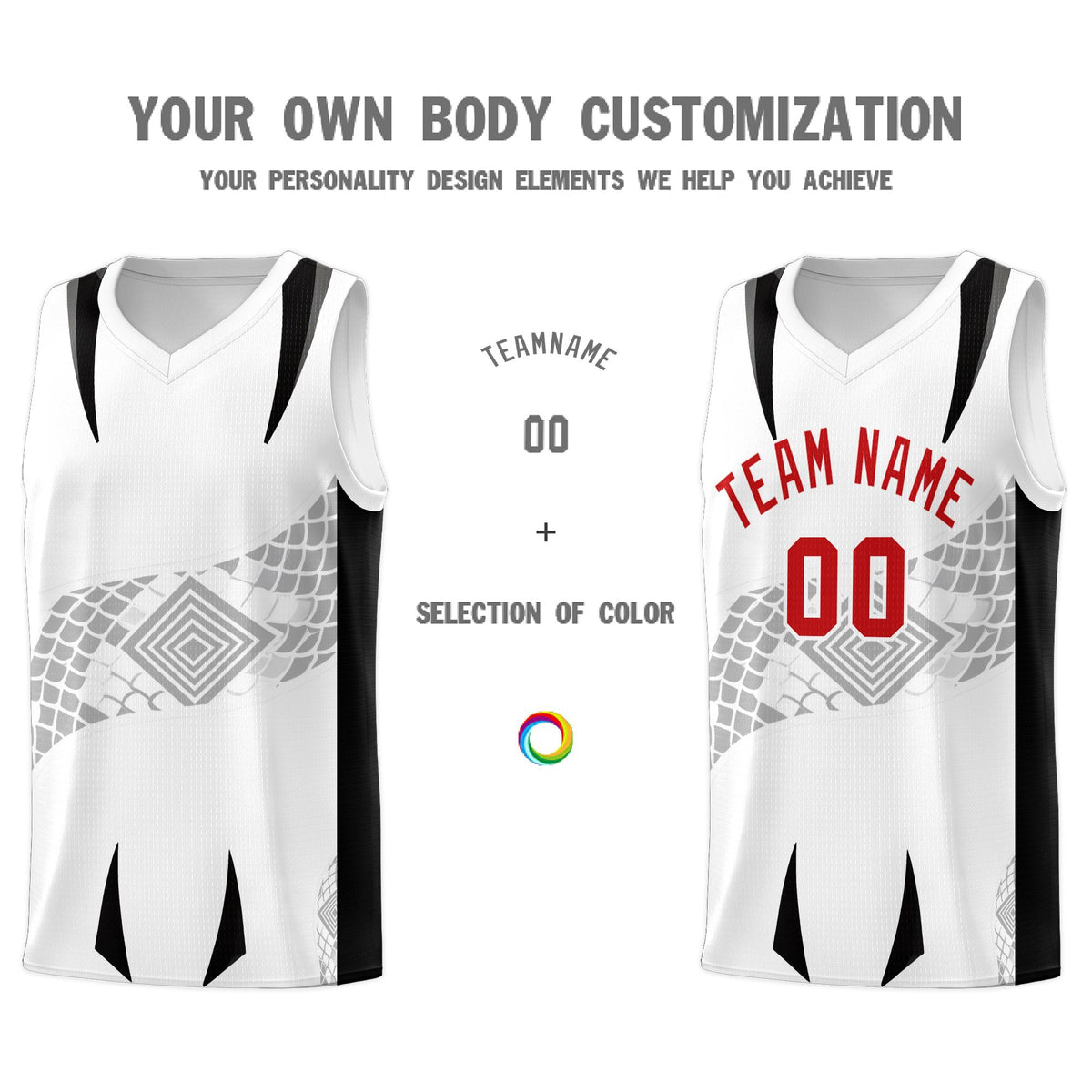 Custom White Black Snake Scale Venomous Fang for Leagues Graffiti Pattern Basketball Suit Jersey