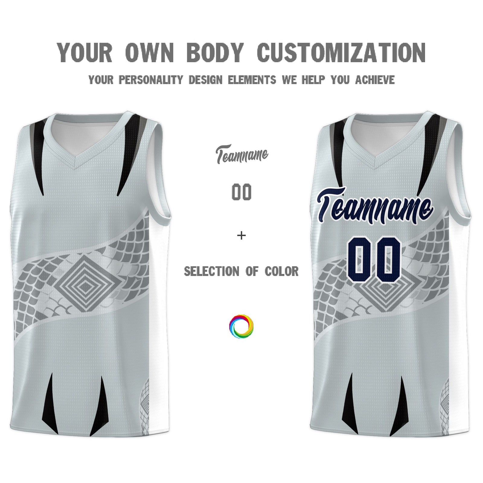 Custom Silver White Snake Scale Venomous Fang for Team Graffiti Pattern Basketball Suit Jersey