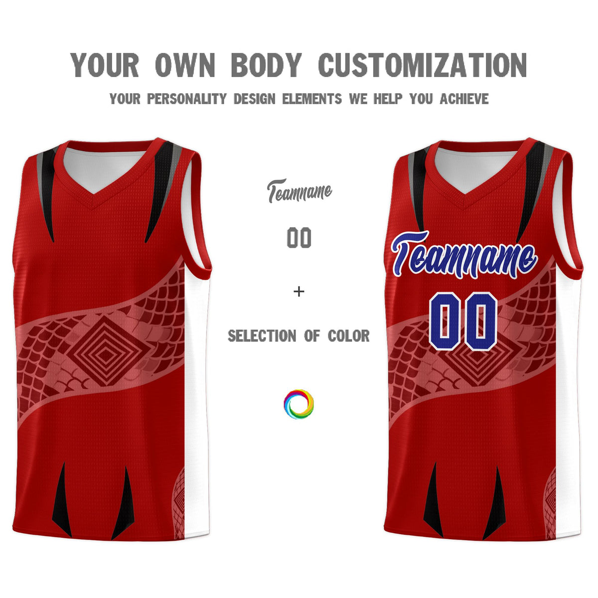 Custom Red White Snake Scale Venomous Fang for Leagues Graffiti Pattern Basketball Suit Jersey