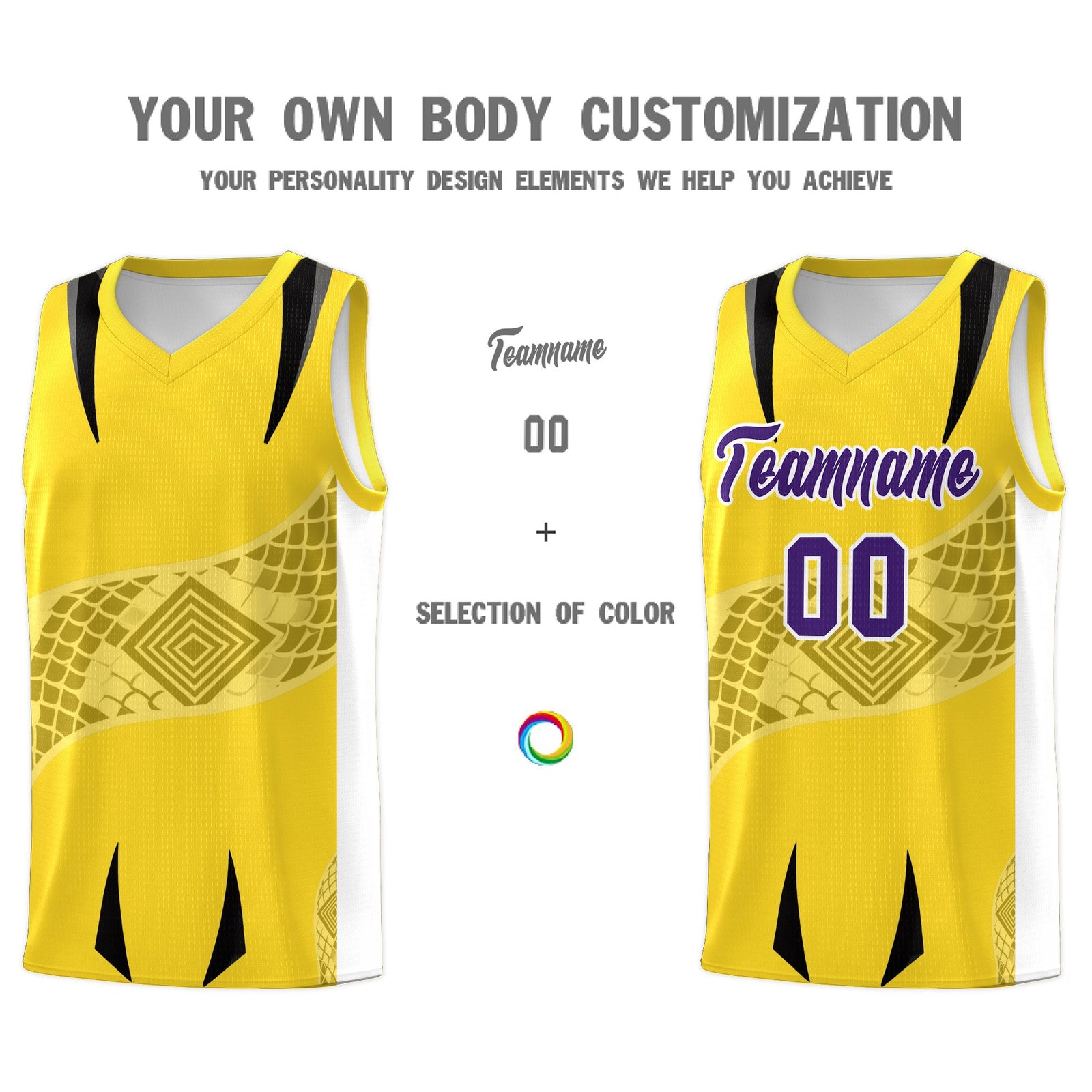 Custom Gold White Snake Scale Venomous Fang for Leagues Graffiti Pattern Basketball Suit Jersey