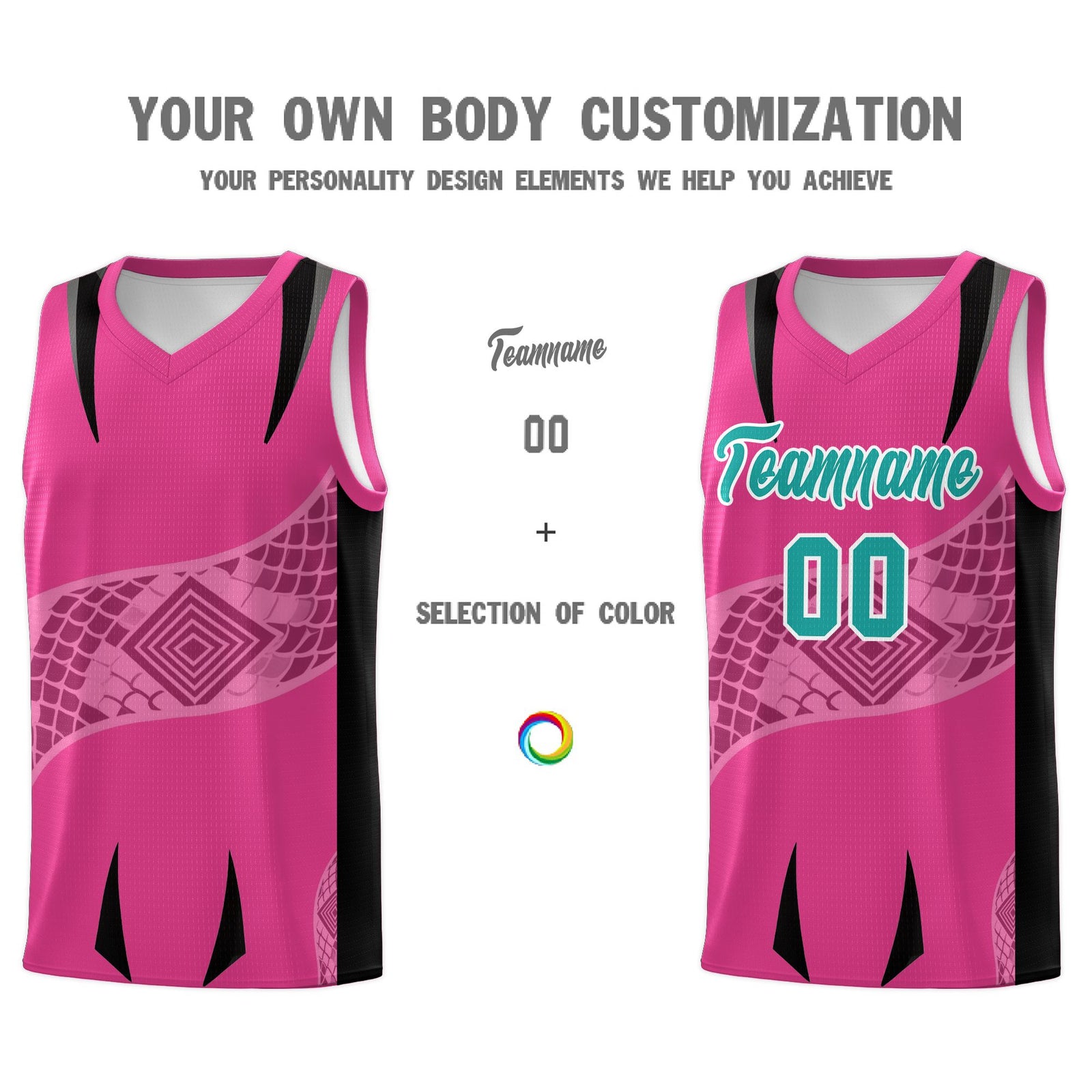 Custom Rose Red Black Snake Scale Venomous Fang for Team Graffiti Pattern Basketball Suit Jersey