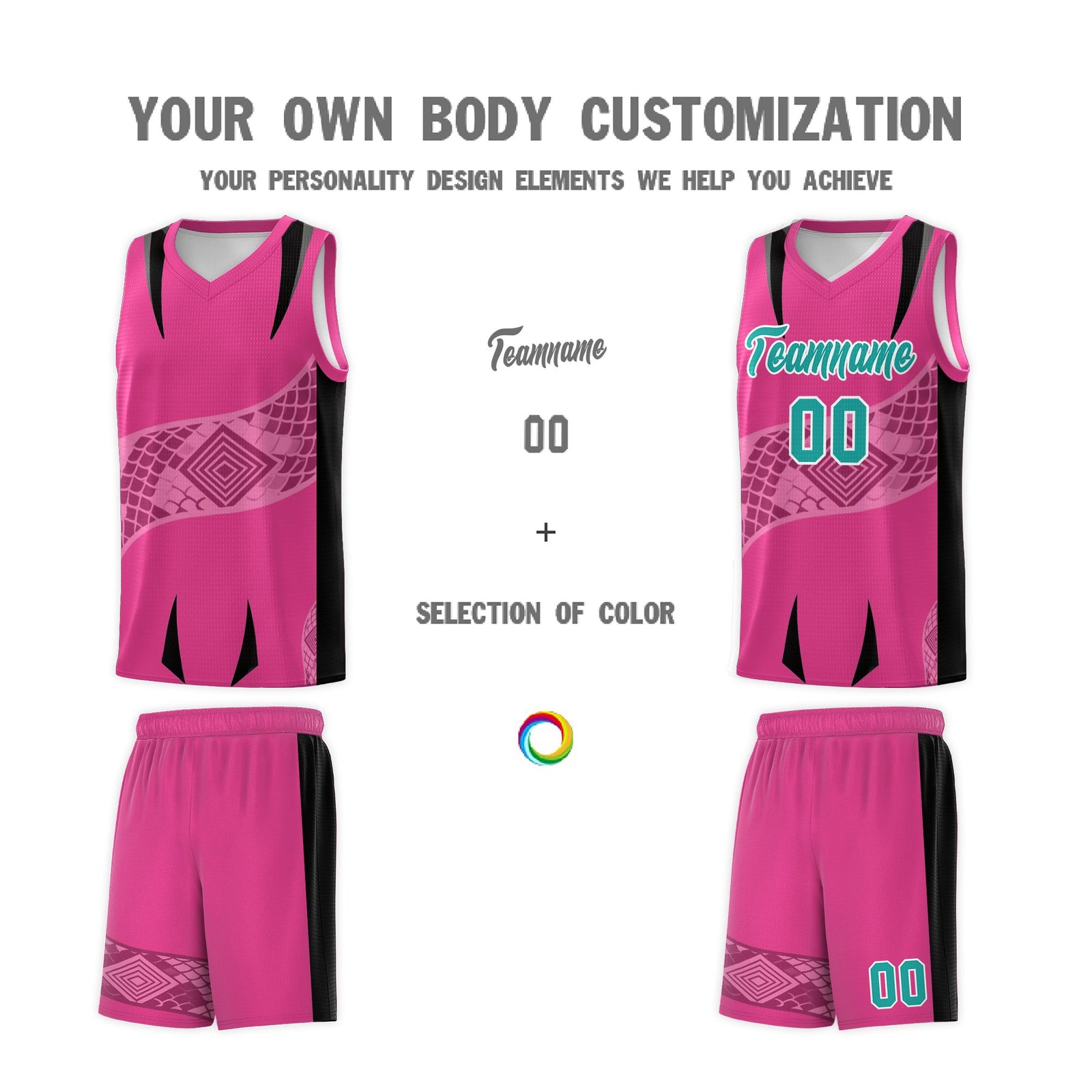 Custom Rose Red Black Snake Scale Venomous Fang for Team Graffiti Pattern Basketball Suit Jersey