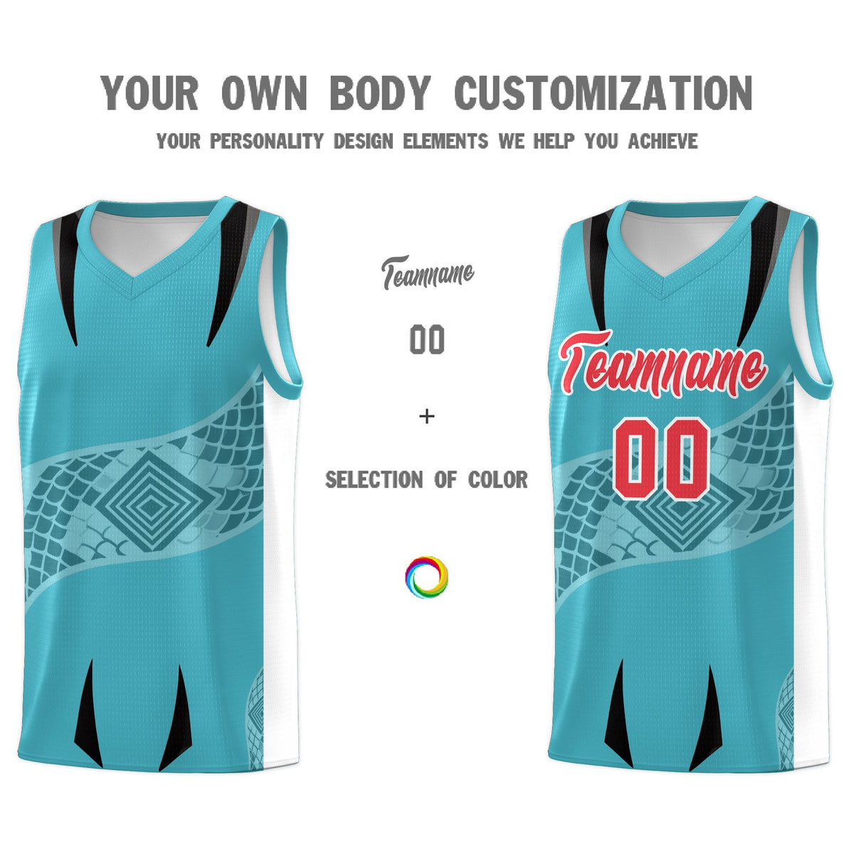 Custom Sky Blue White Snake Scale Venomous Fang for Team Graffiti Pattern Basketball Suit Jersey