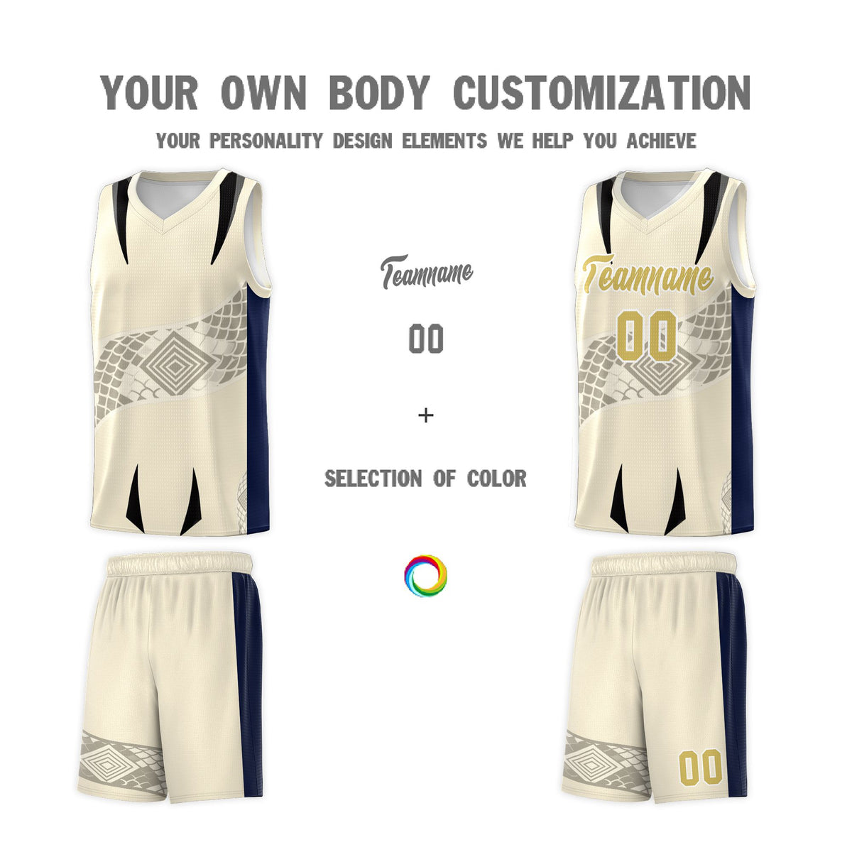 Custom Light Khaki Navy Snake Scale Venomous Fang for Leagues Graffiti Pattern Basketball Suit Jersey