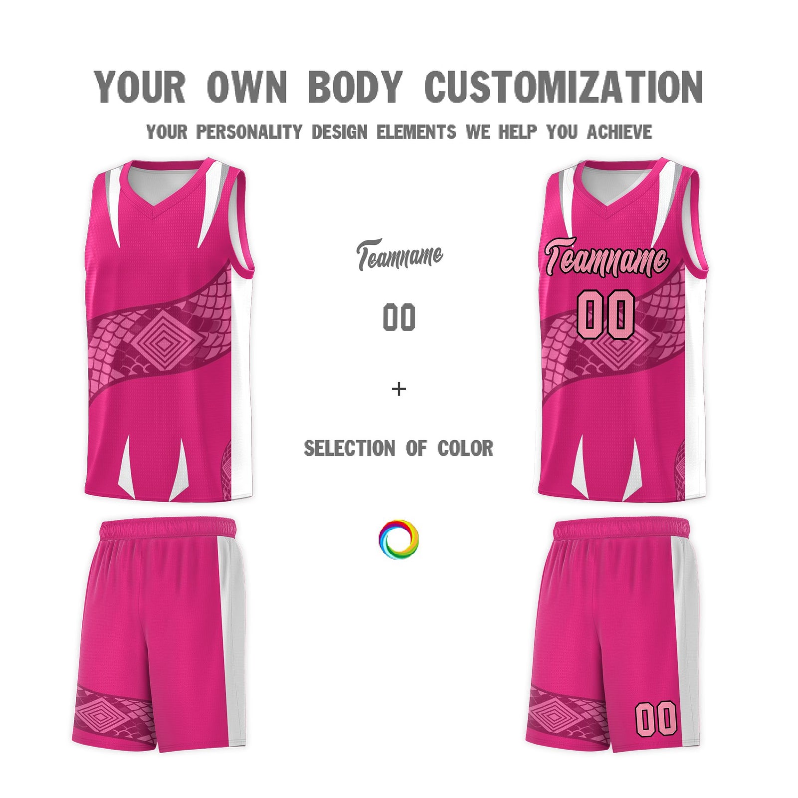 Custom Rose Red White Snake Scale Venomous Fang Breathable Graffiti Pattern Basketball Suit Jersey