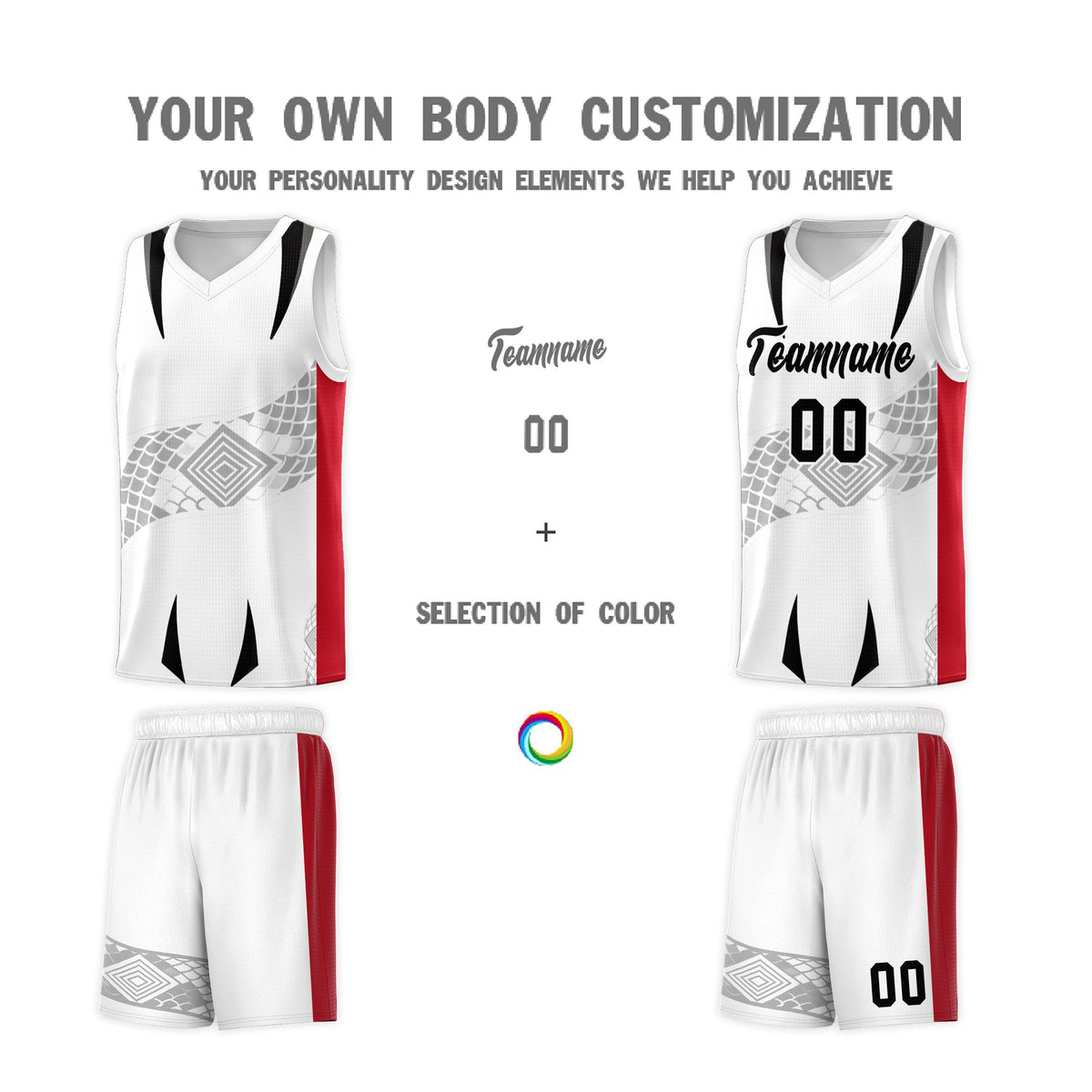 Custom White Red Snake Scale Venomous Fang for Clubs Graffiti Pattern Basketball Suit Jersey