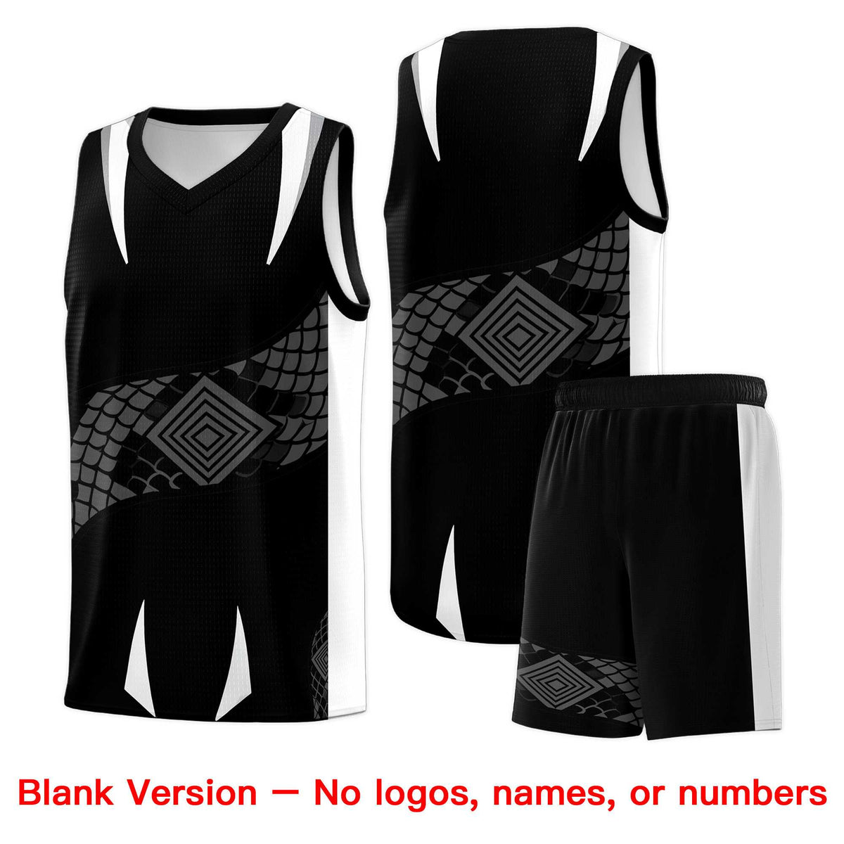 Custom White Black Snake Scale Venomous Fang for Leagues Graffiti Pattern Basketball Suit Jersey